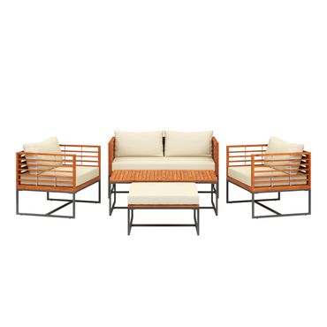 Lounge Holz MAVIS schwarz/natur/creme