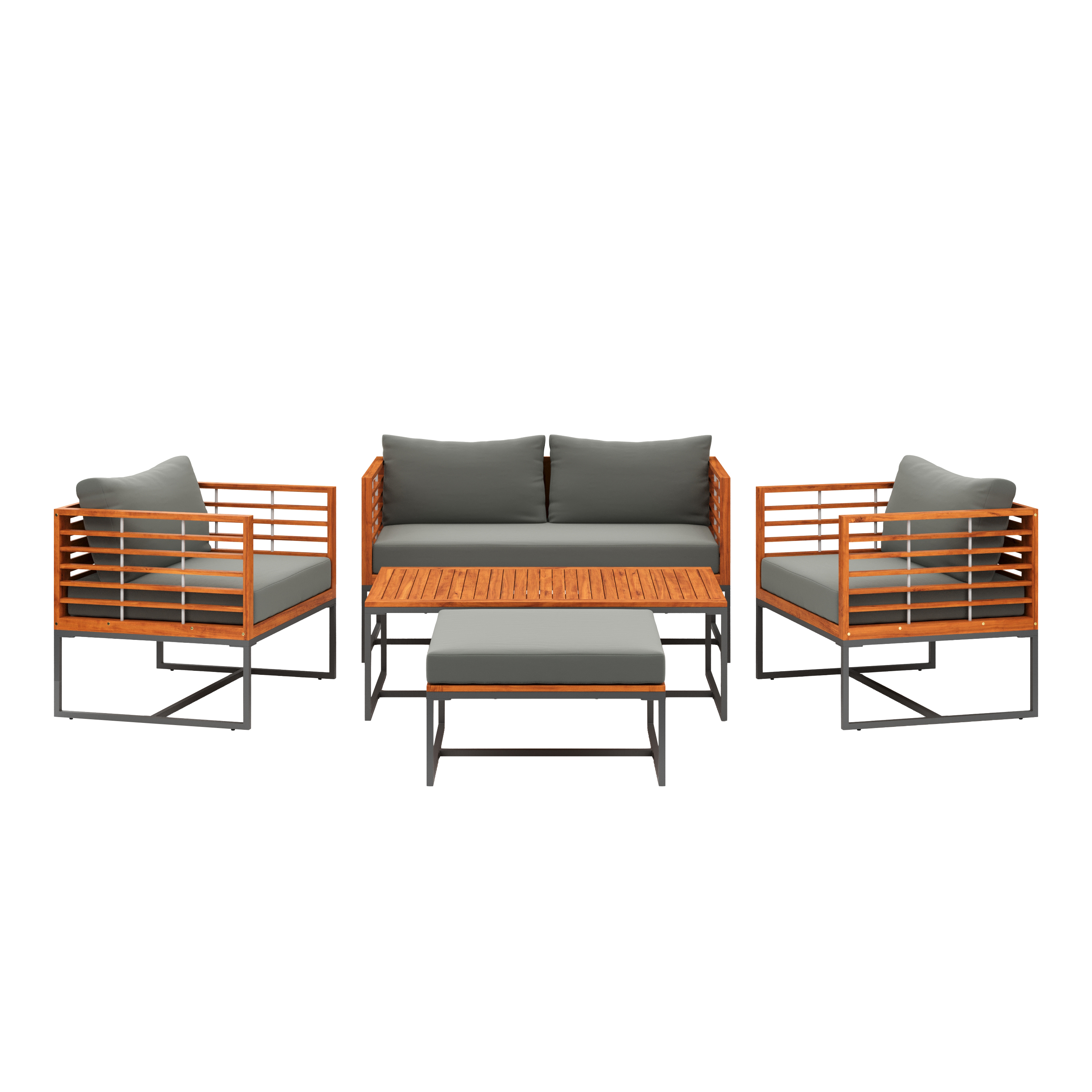 Lounge Holz MAVIS schwarz/natur/anthrazit