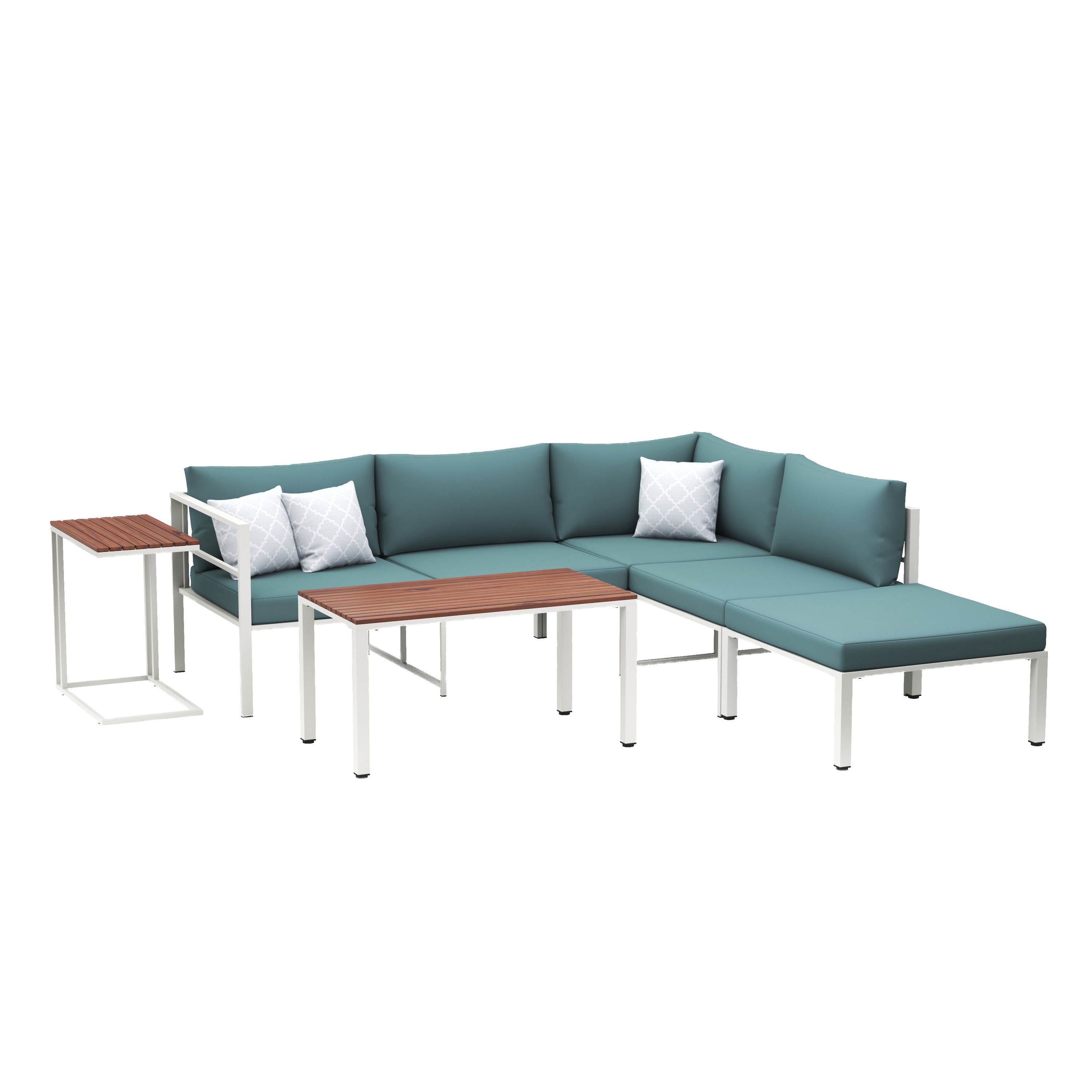 Lounge MIRANDA weiss/natur/petrol