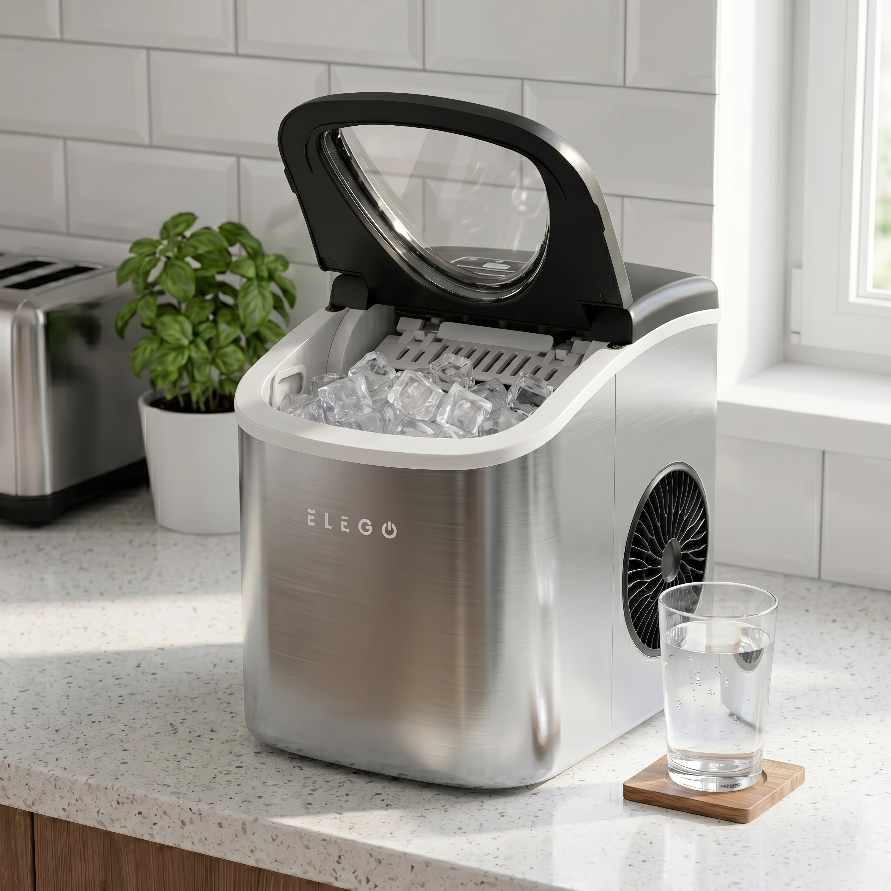 Eiswürfelmaschine Edelstahl 1.2L