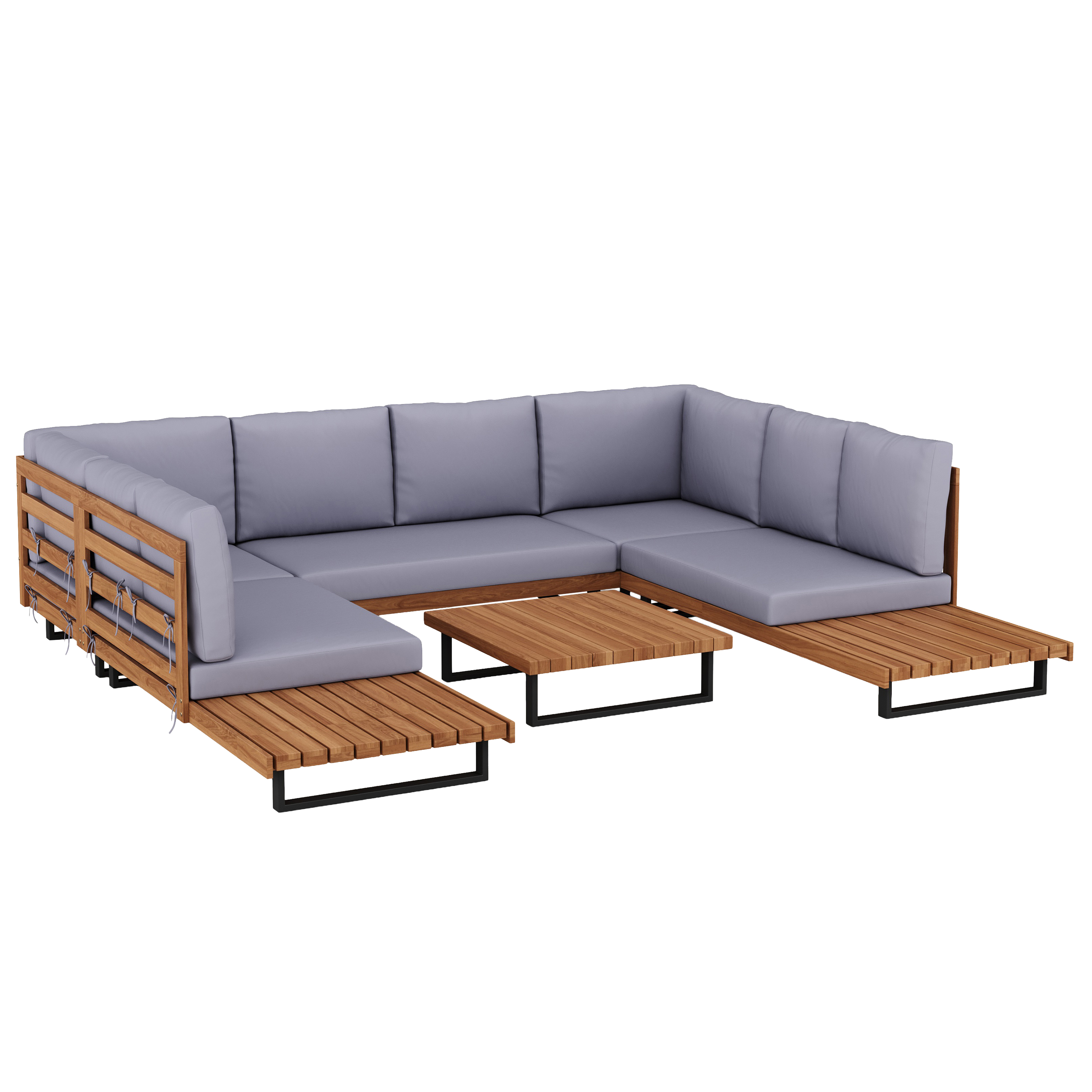 Lounge Holz KENDRA natur/grau