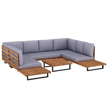 Lounge Holz KENDRA natur/grau
