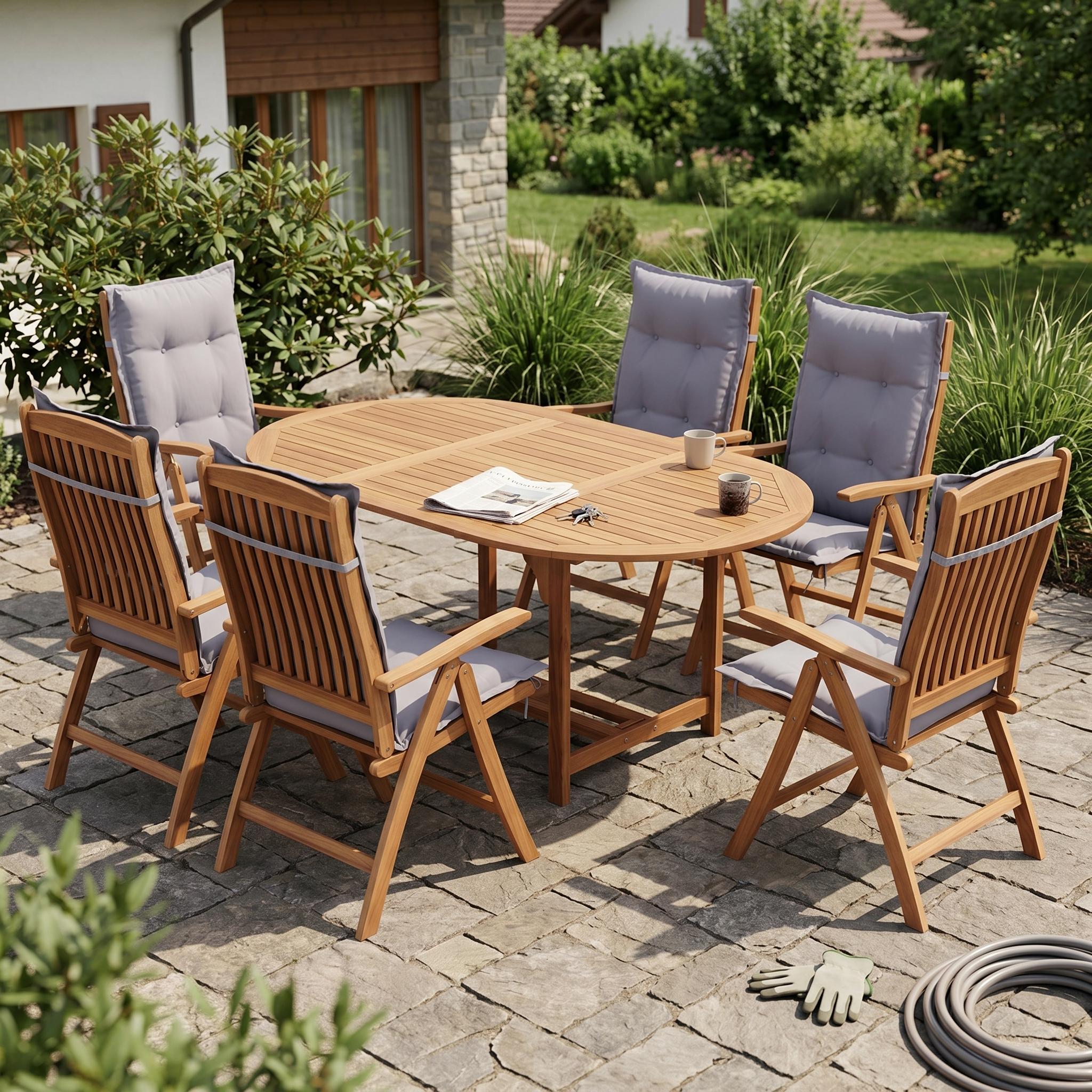 Gartenmöbel Set Holz NISA 7-teilig