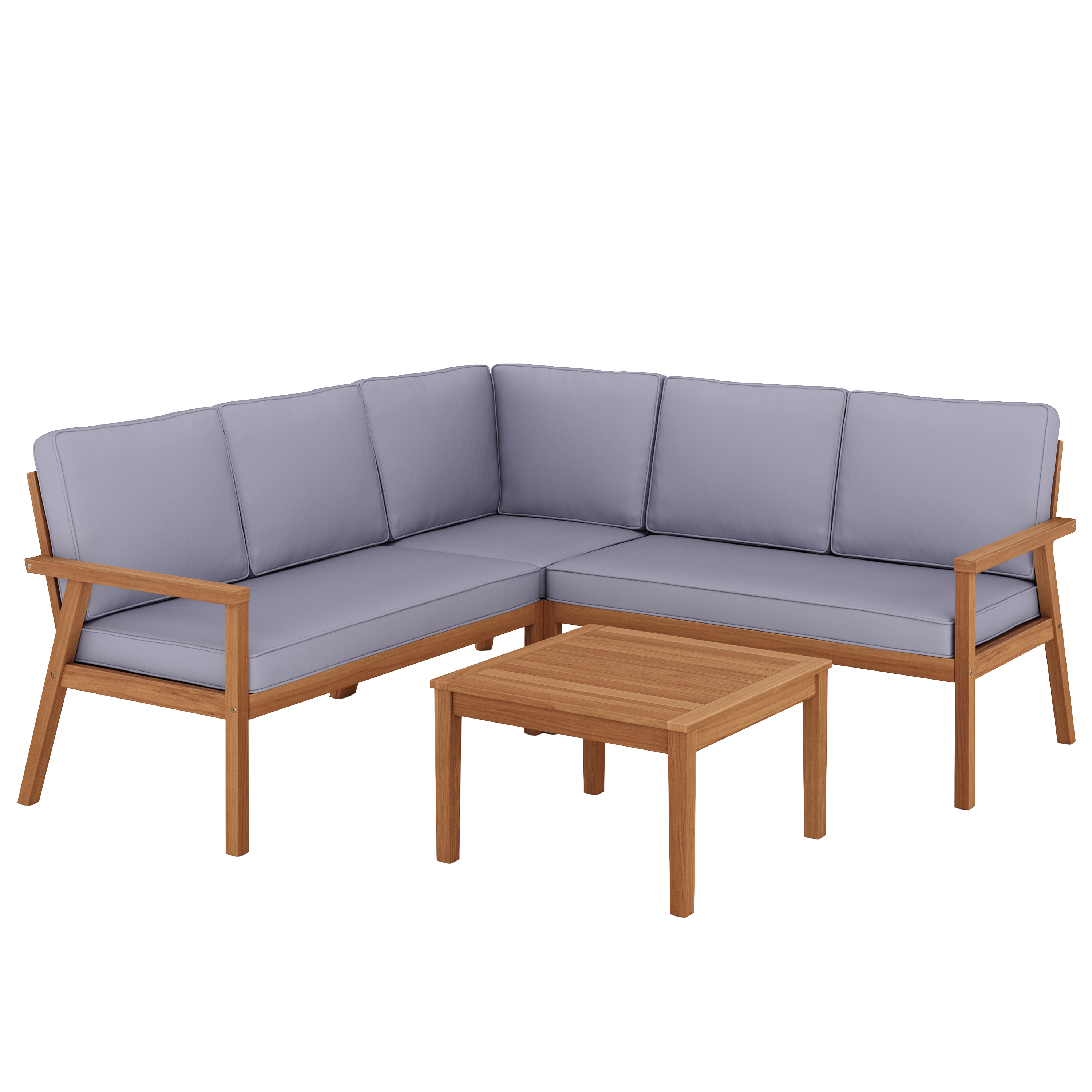 Lounge Holz GIRONA natur/grau