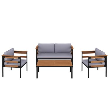 Lounge Holz MARLA schwarz/natur/grau