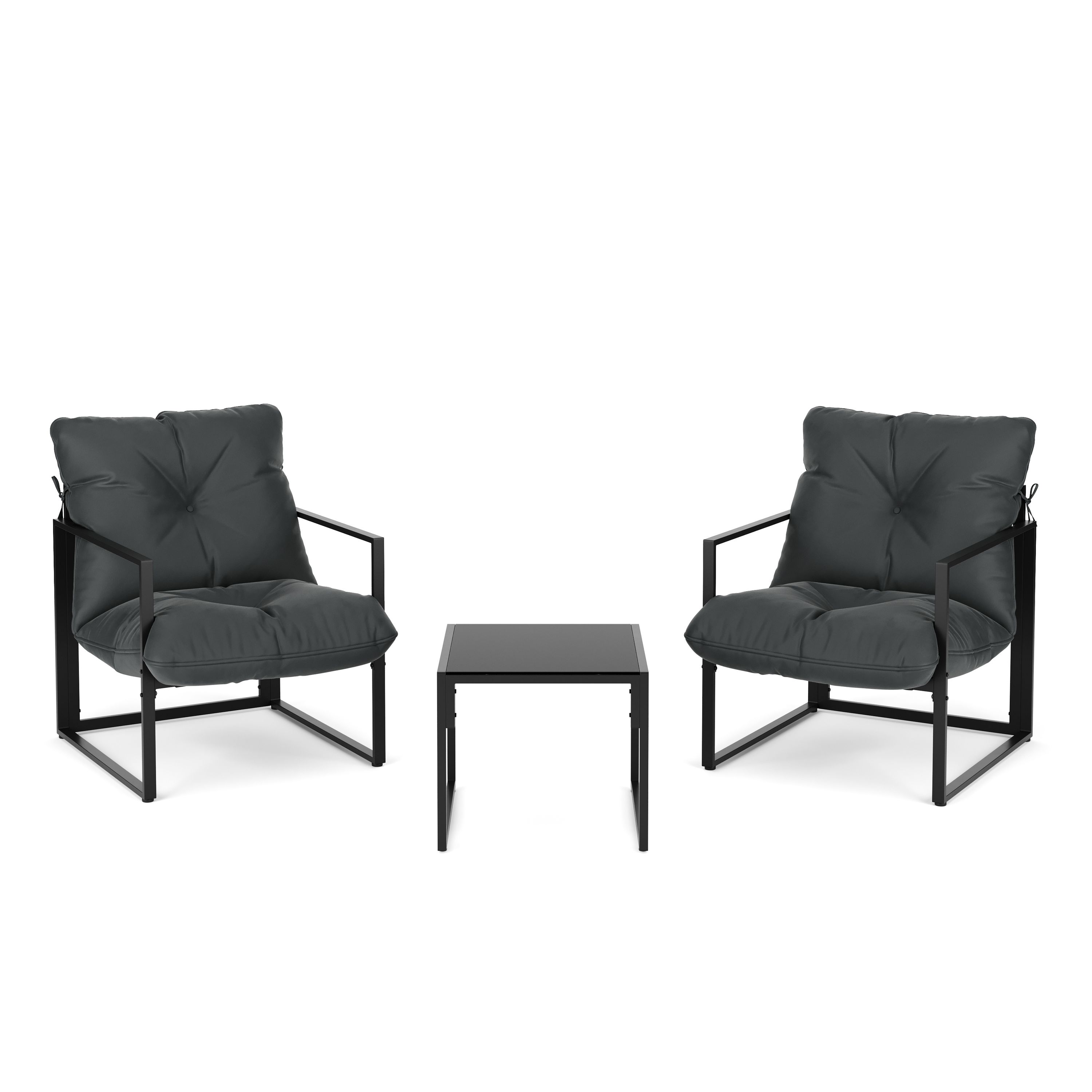 Gartenmöbel Set DELANO 3-teilig anthrazit/schwarz