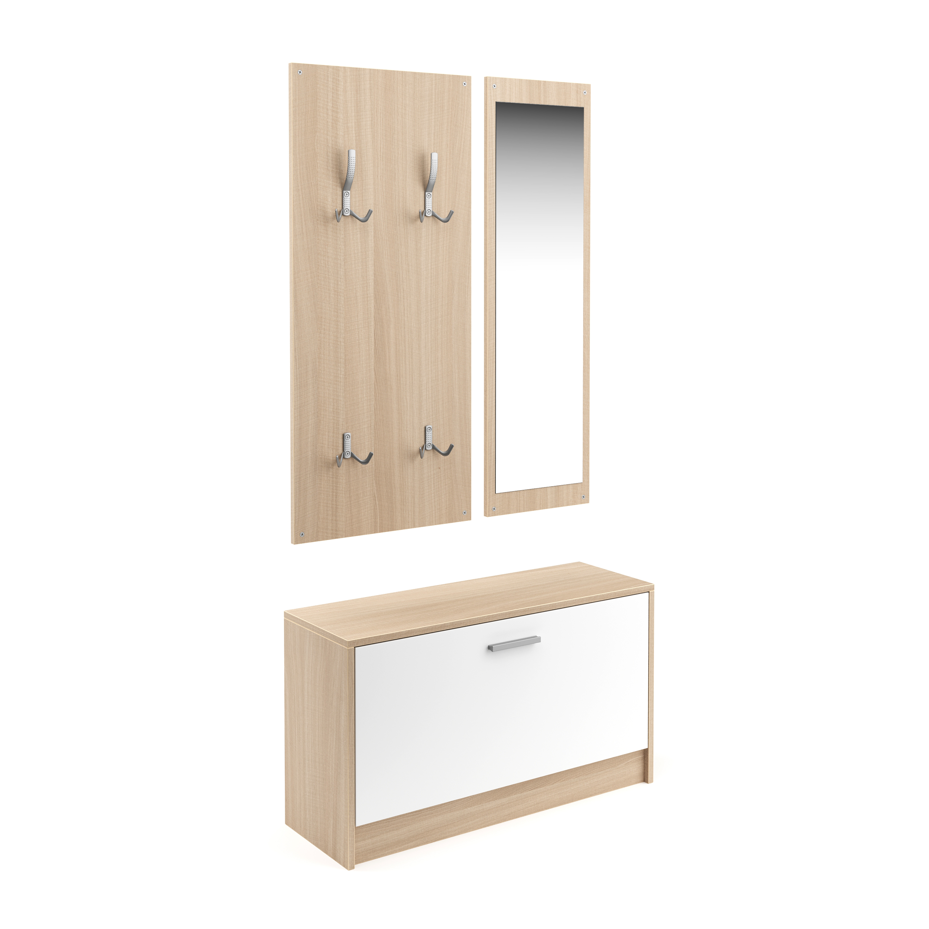 Garderobe Set LUCAS 3-teilig weiss/natur