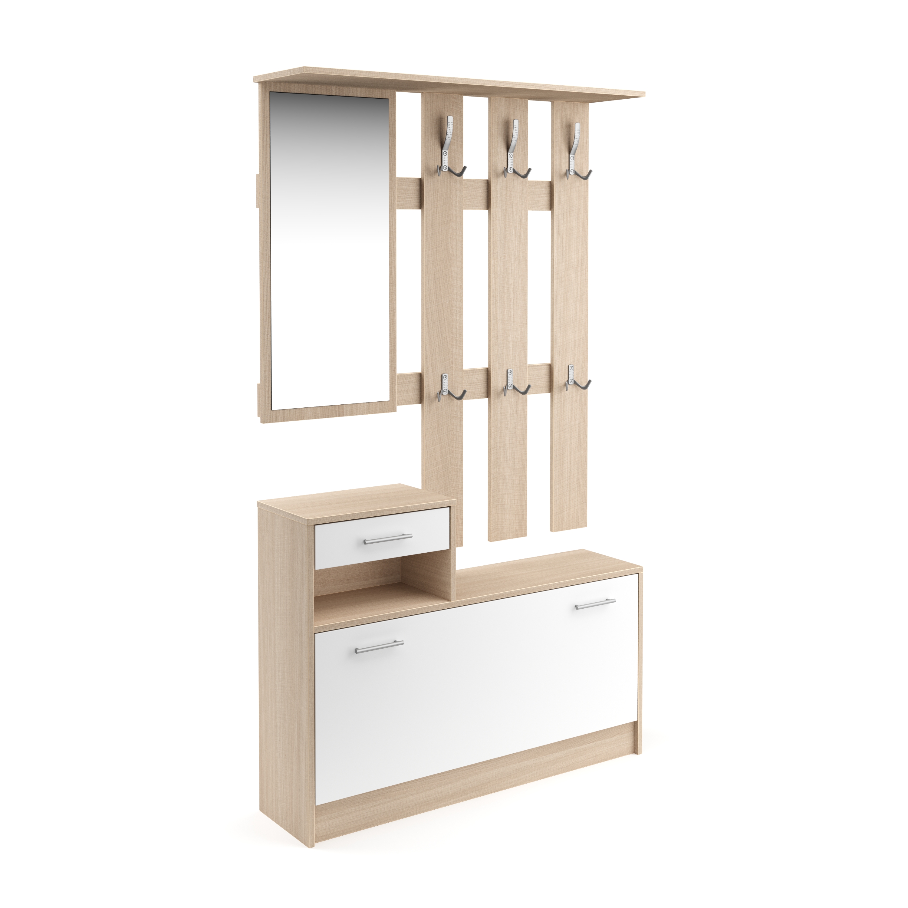 Garderobe Set EVEREST 2-teilig weiss/natur