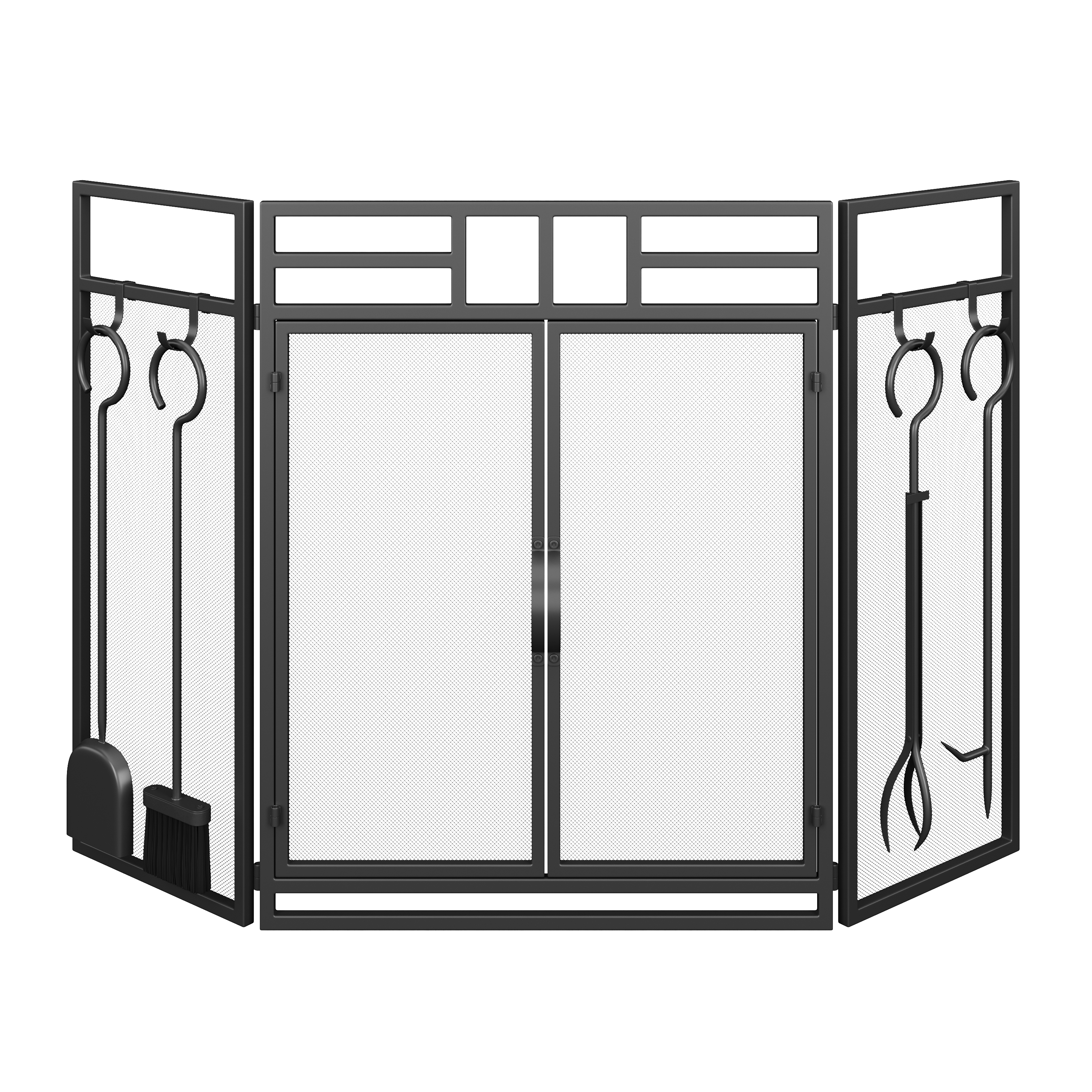 Kaminschutzgitter mit Kaminwerkzeug 123 x 77 cm
