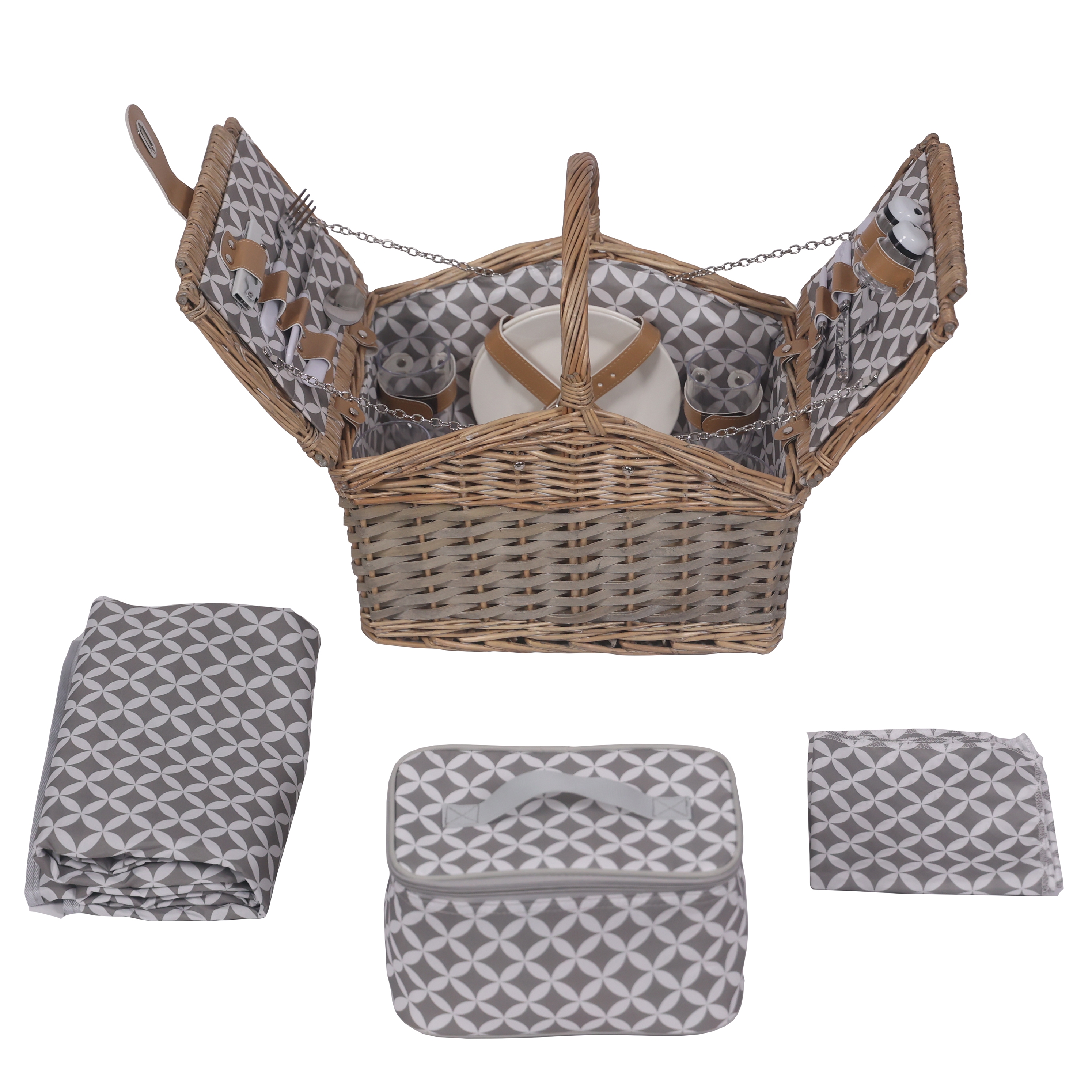 Picknickkorb Set für 4 Personen 36 x 28 x 28 cm
