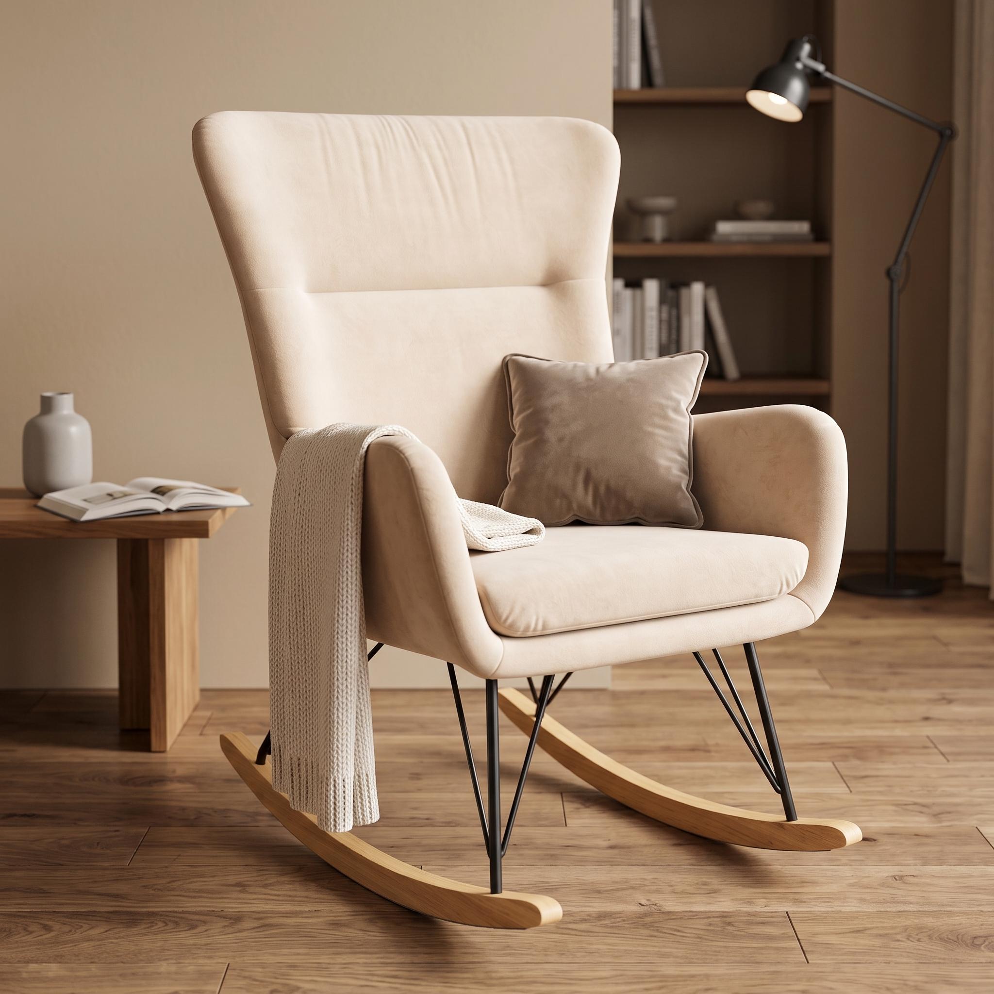 Schaukelstuhl Samt COMY beige