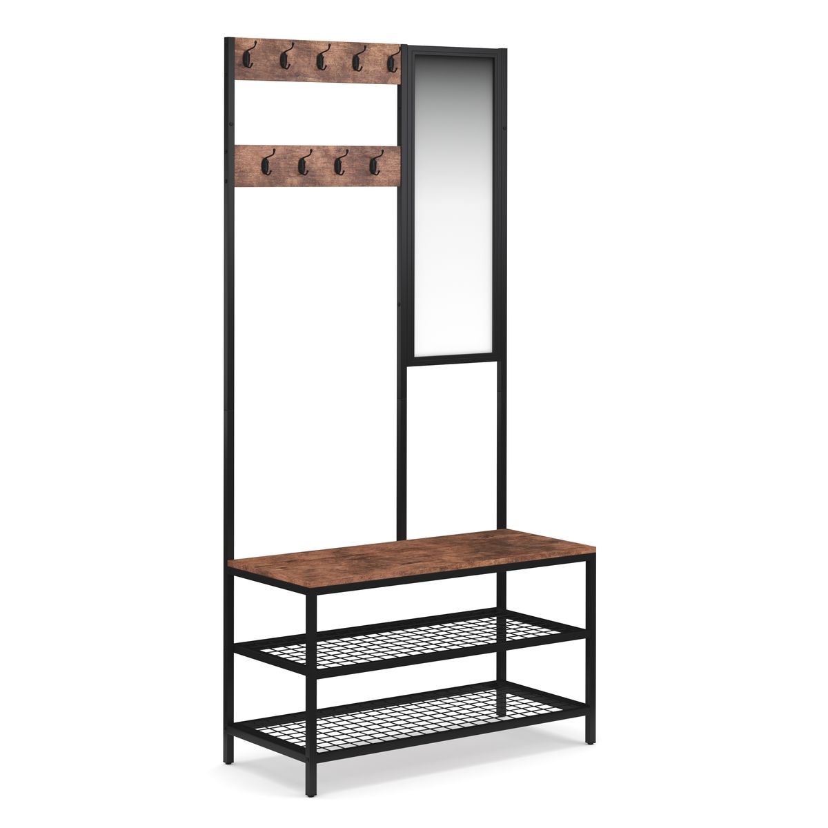 Garderobe Schuhregal mit Spiegel Vintage BONITA 90 x 185 cm