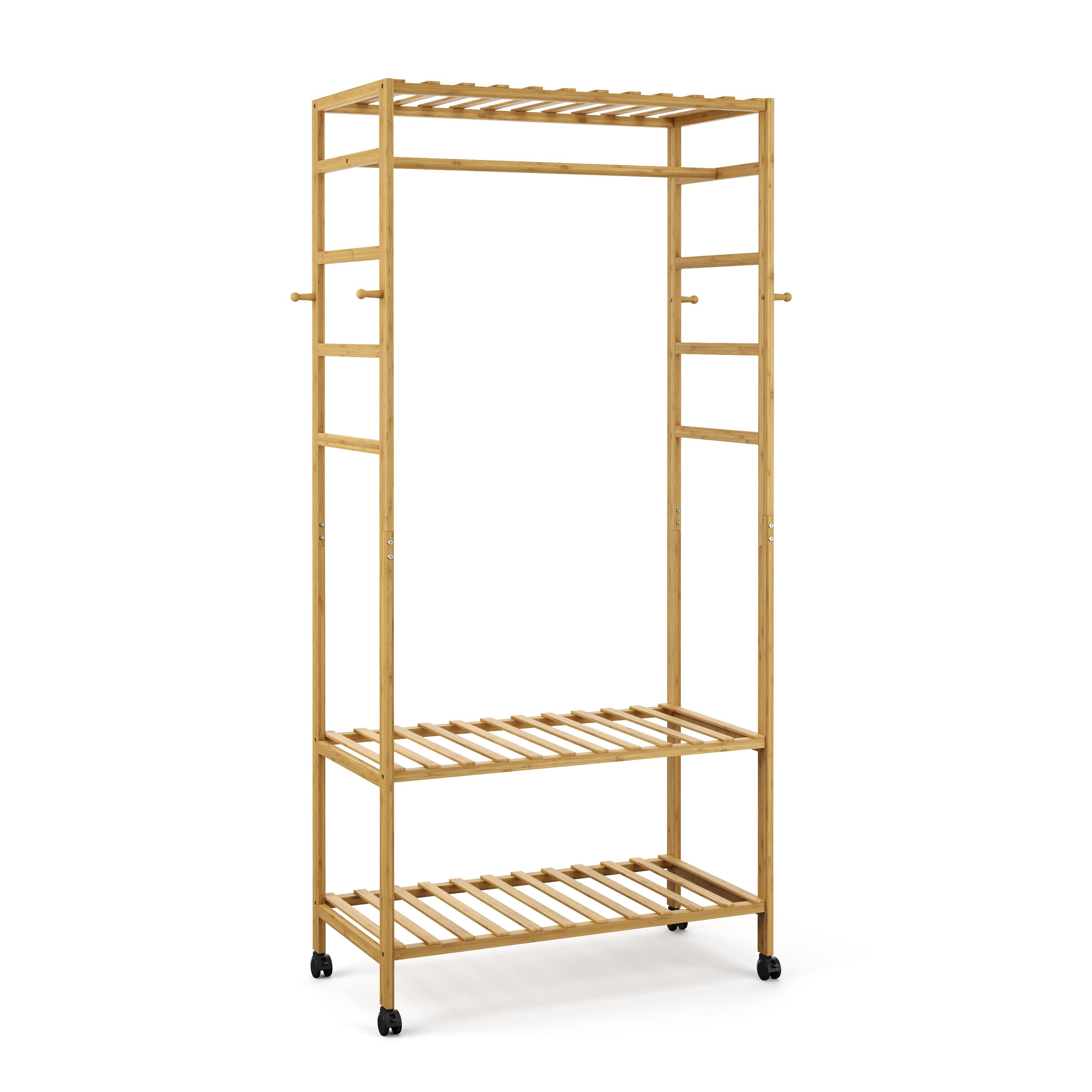 Garderobe auf Rollen Bambus ASTRID 79 x 169 cm natur