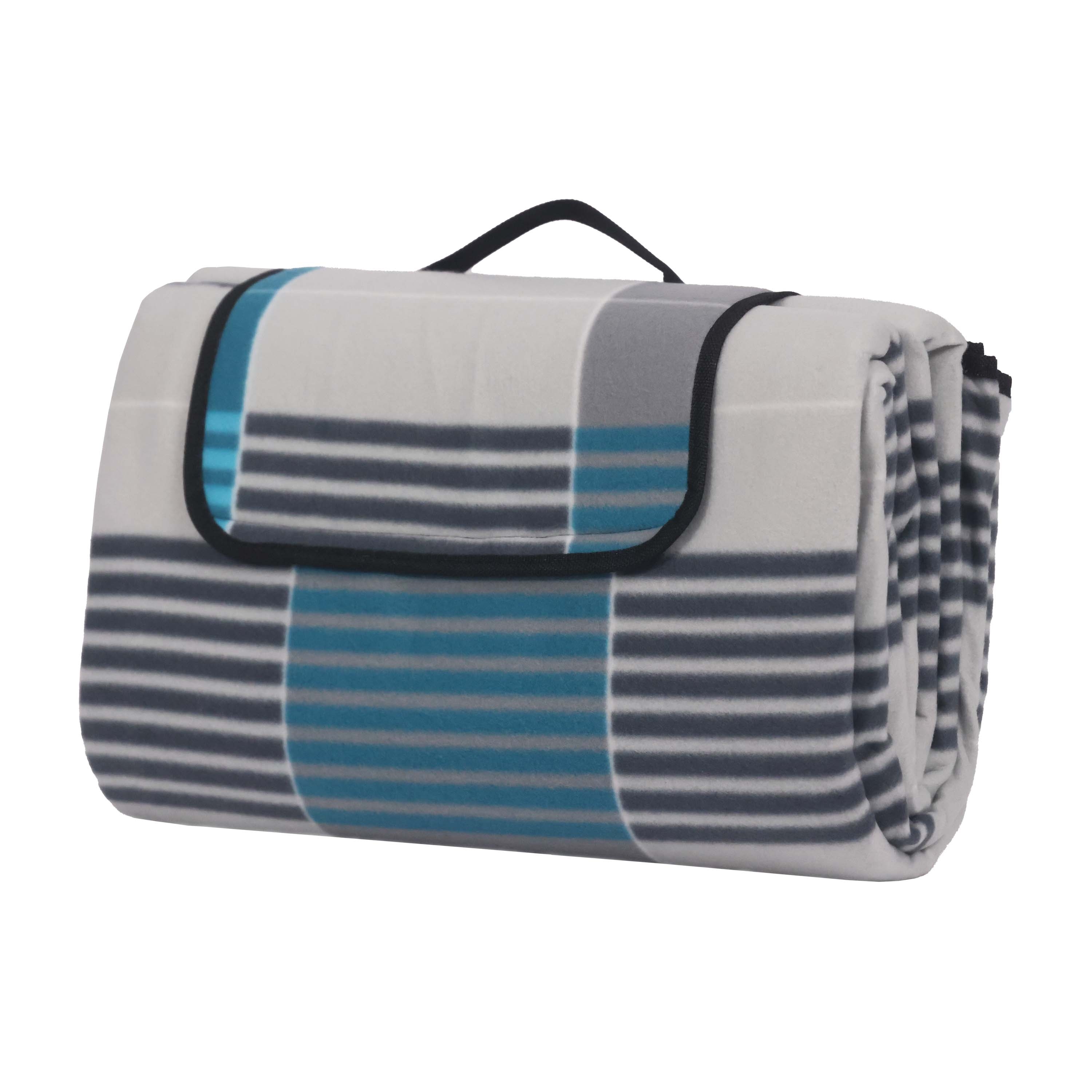 Picknickdecke Fleece 200 x 200 cm blau/grau