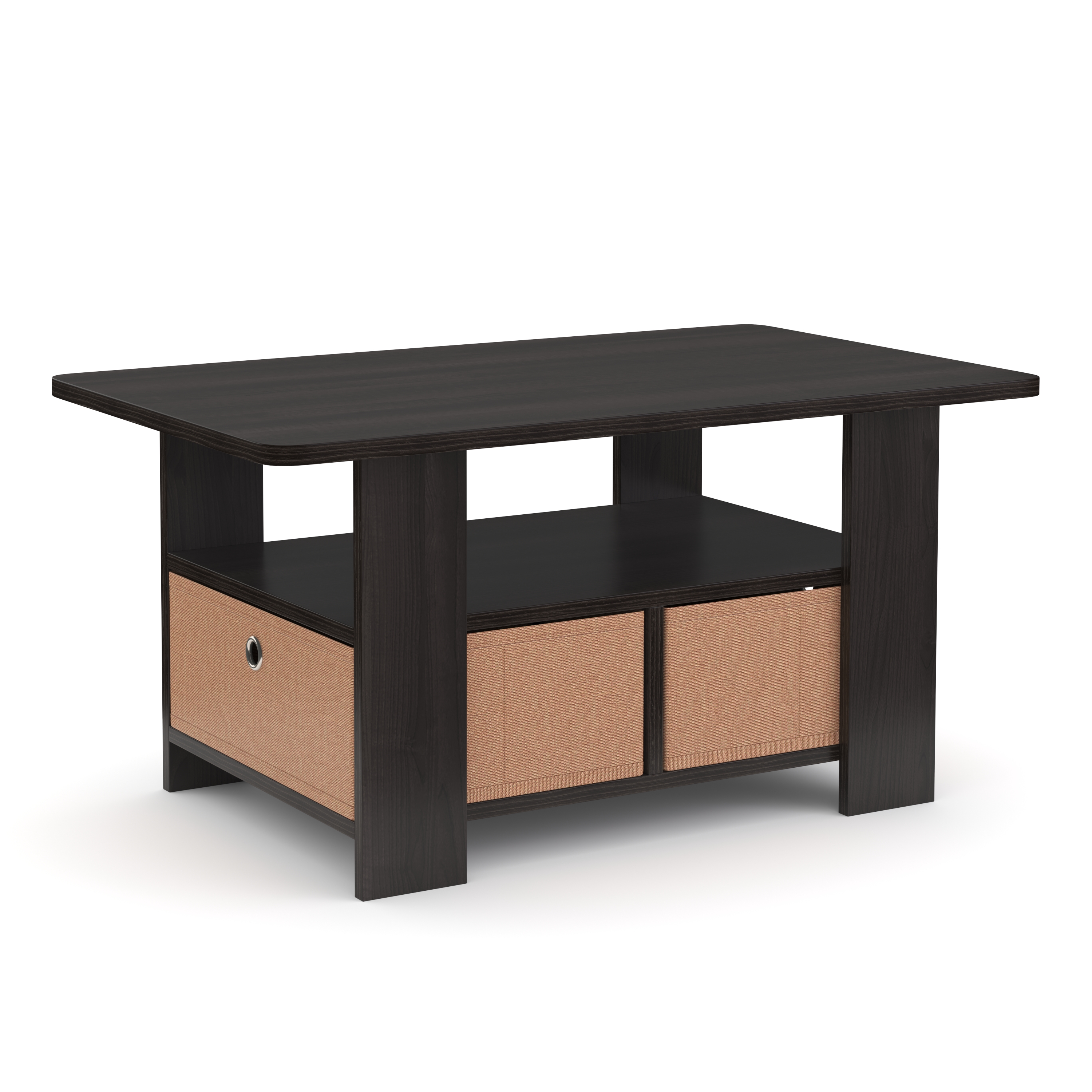 Beistelltisch BERNARDO 80 x 49 x 40 cm dunkelbraun/beige