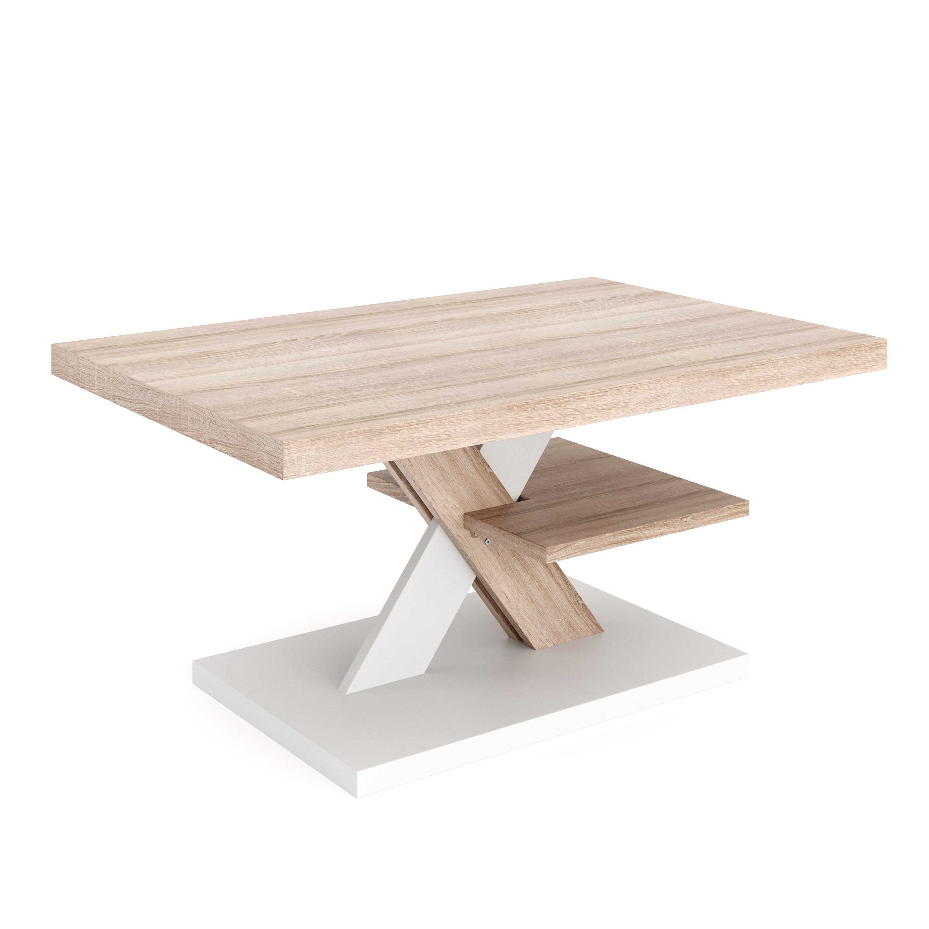 Beistelltisch AMADEO 90 x 60 x 45 cm hellbraun/weiss