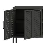 Sideboard Metall AMET 120 x 80 cm schwarz Nahaufnahme Türe