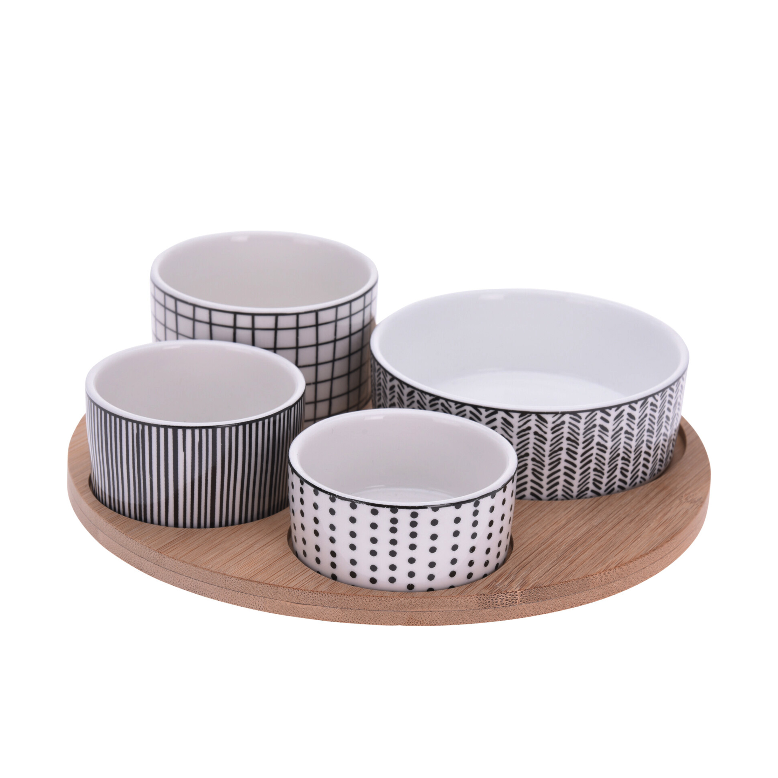 Apéroschale Servierset 5-teilig weiss/schwarz