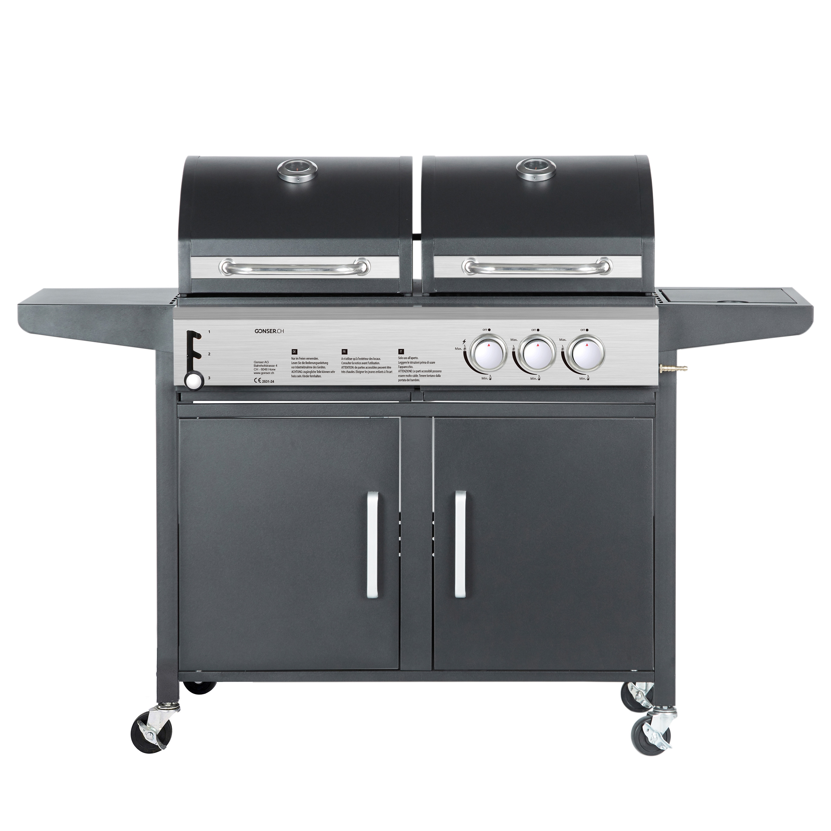 Kombigrill Gas 2+1 Brenner und Holzkohle