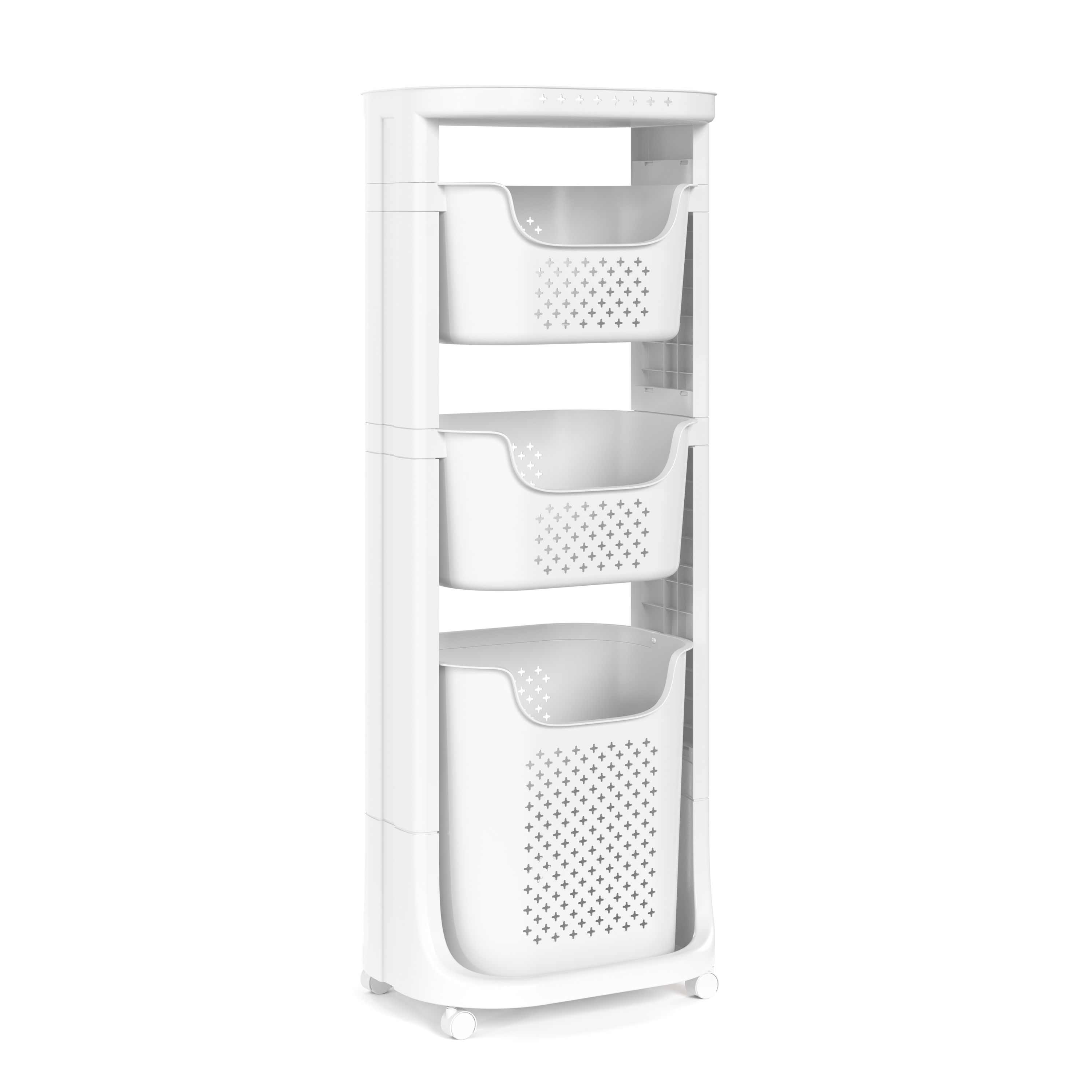 Badezimmerregal Wäschekorb auf Rollen 35L weiss