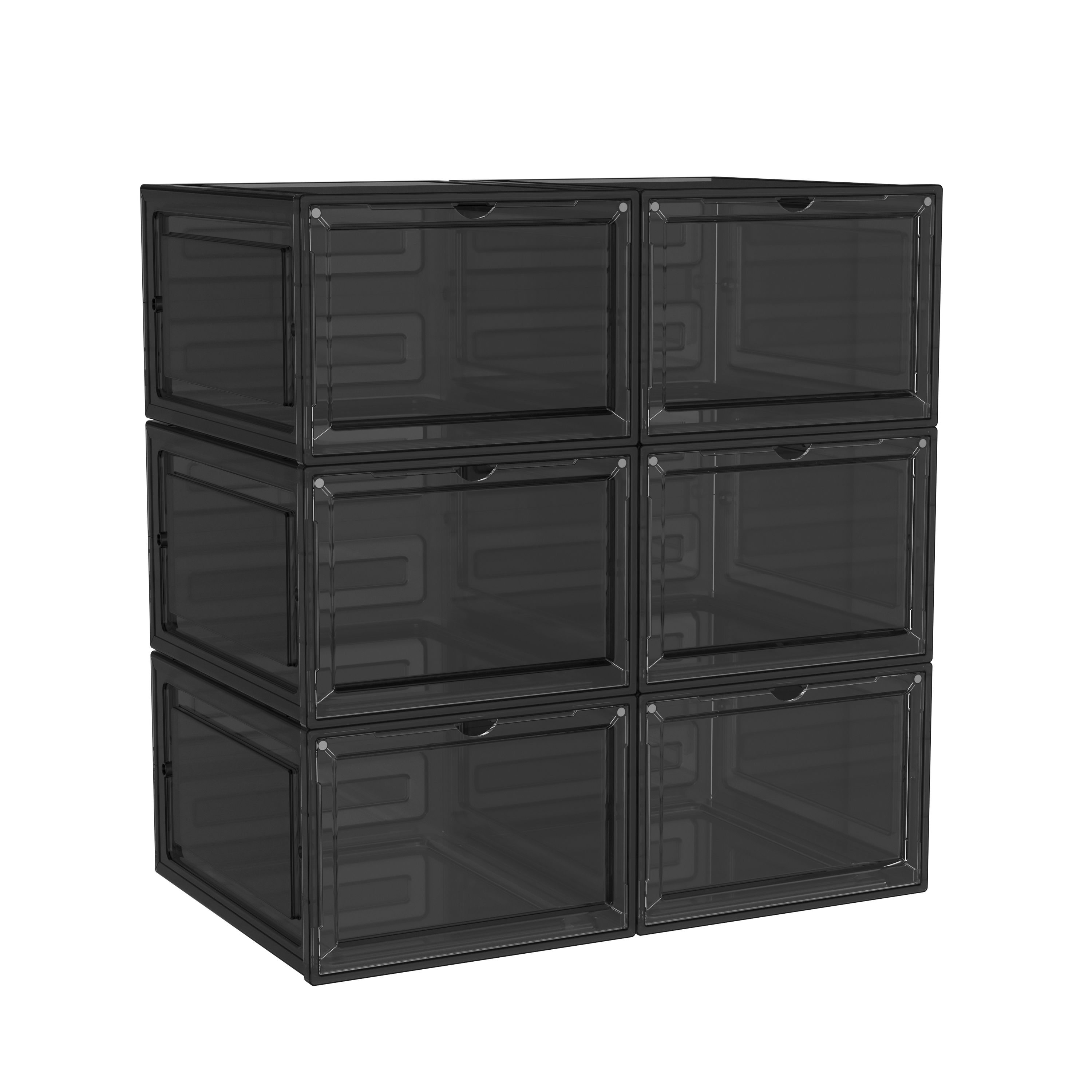 Aufbewahrungsbox 34 x 27 x 19 cm 6er Set transparent/schwarz