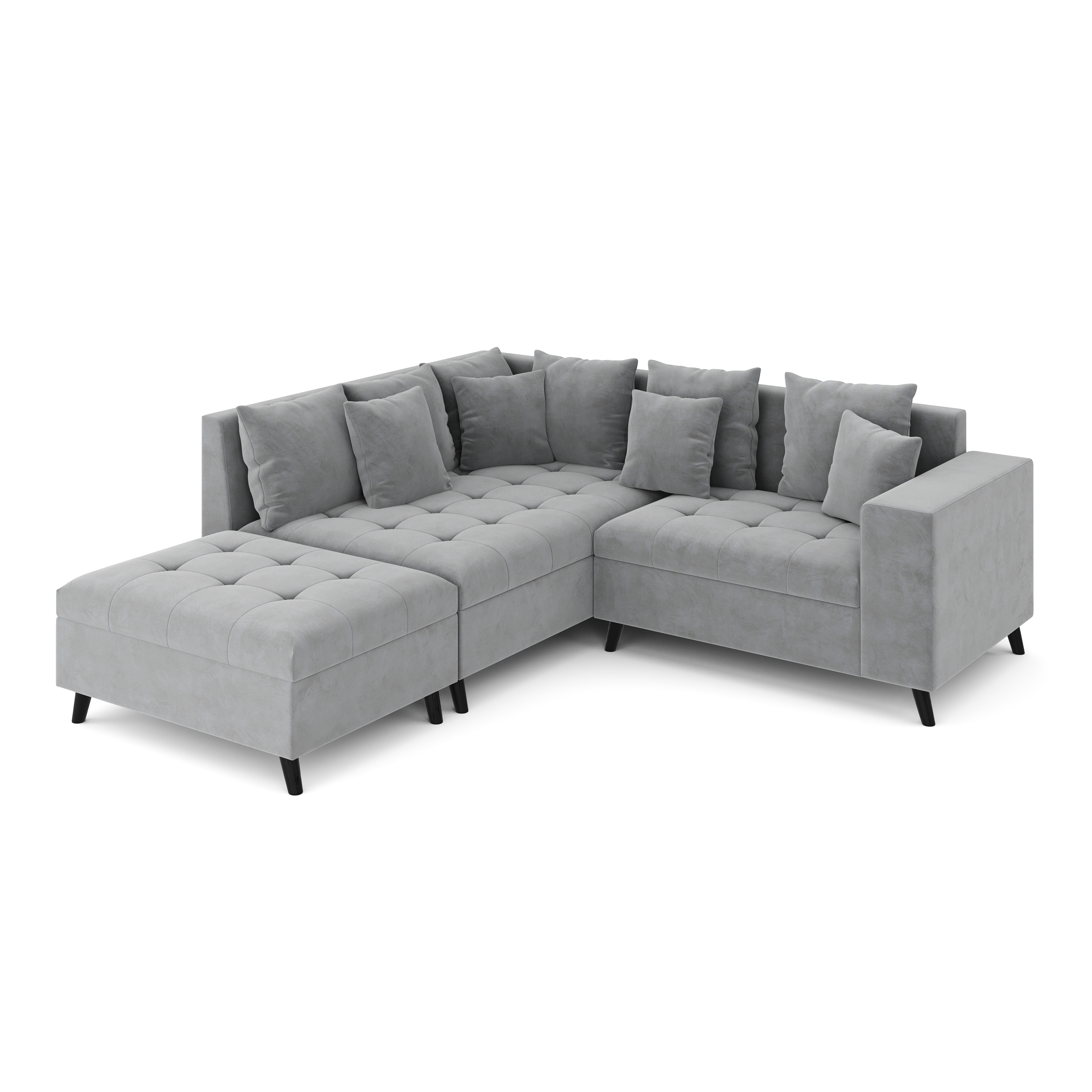 Ecksofa Samt mit Ottomane ELINA links grau