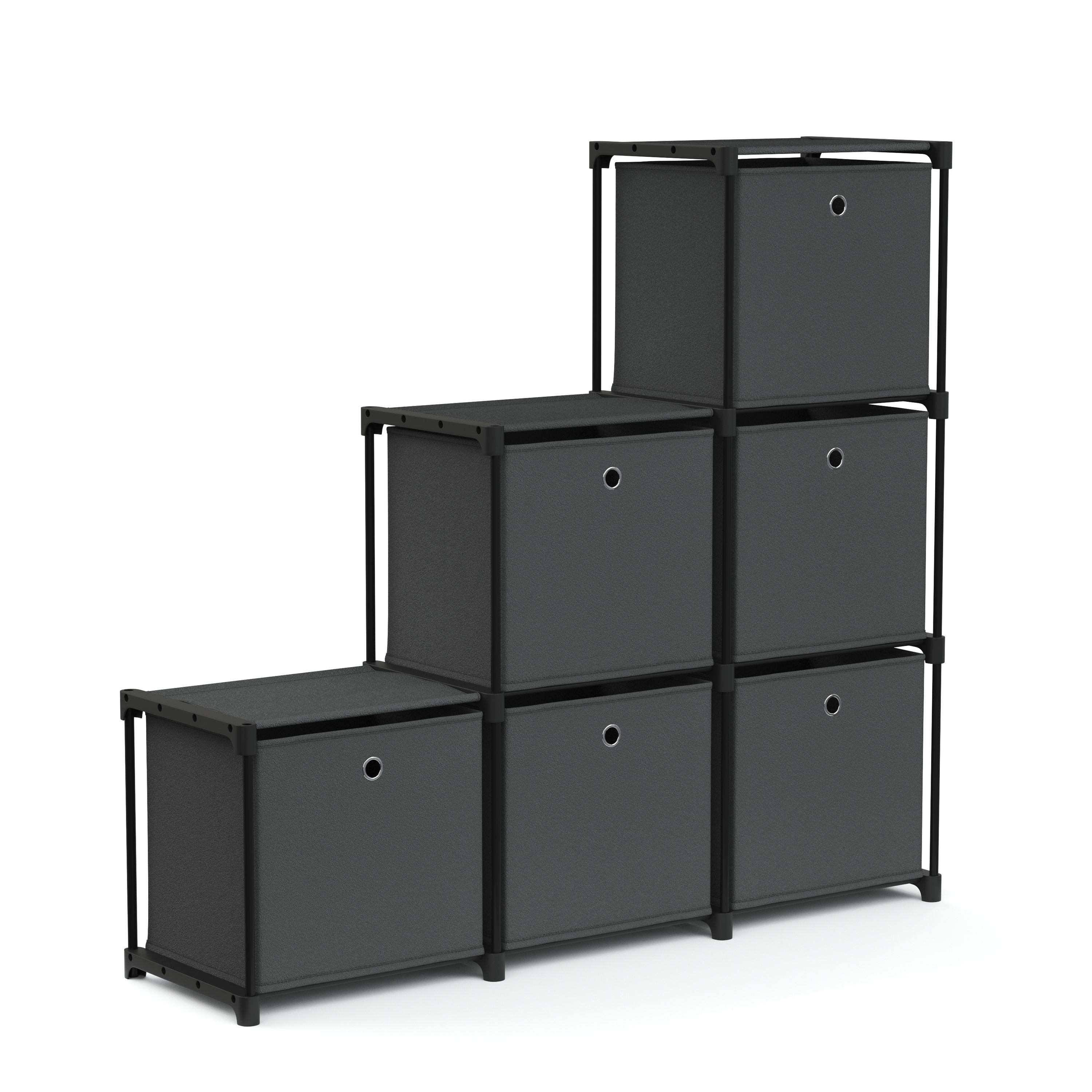 Regal mit 6 Aufbewahrungsboxen 105 x 105 cm anthrazit