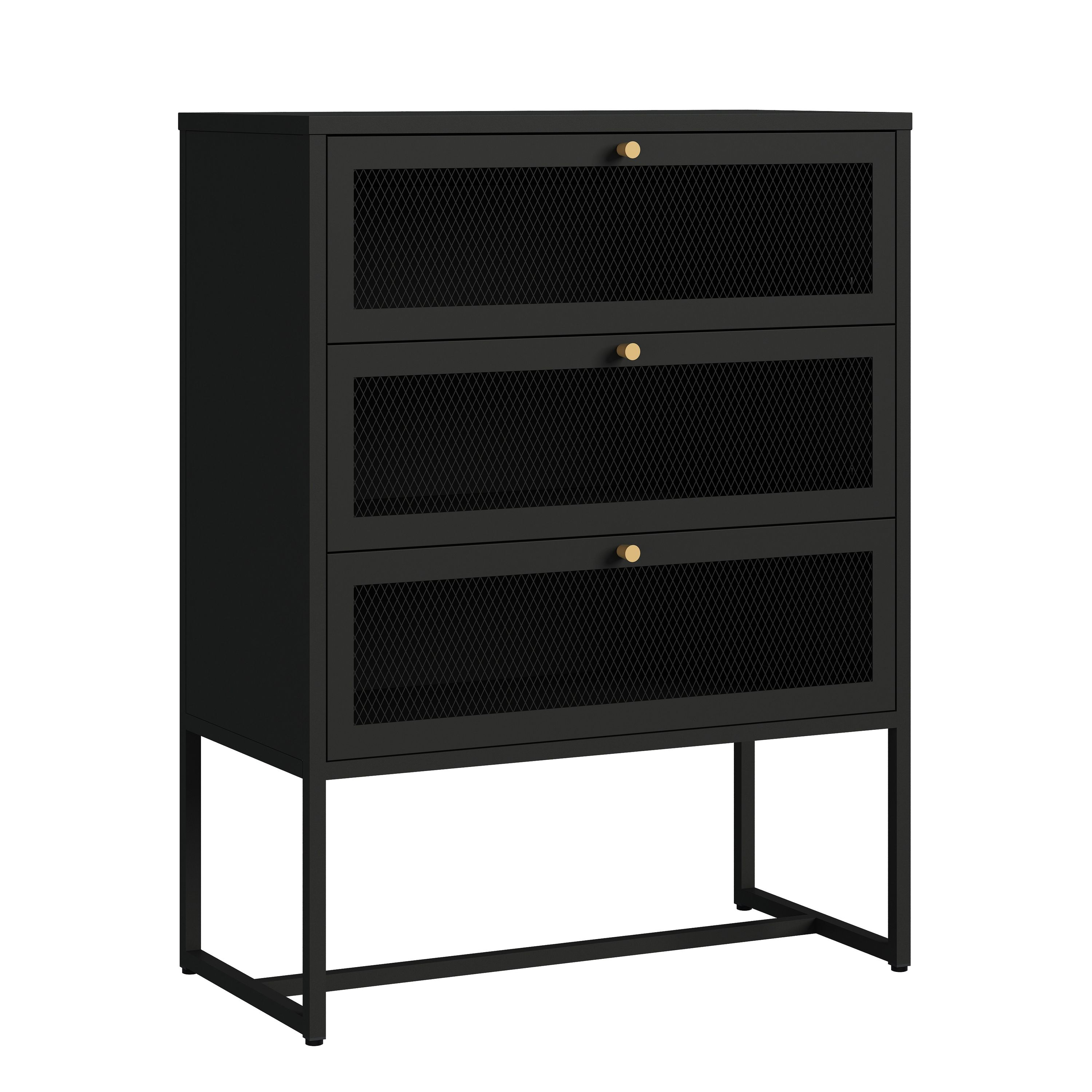 Kommode Metall GILSEY 80 x 105 cm schwarz
