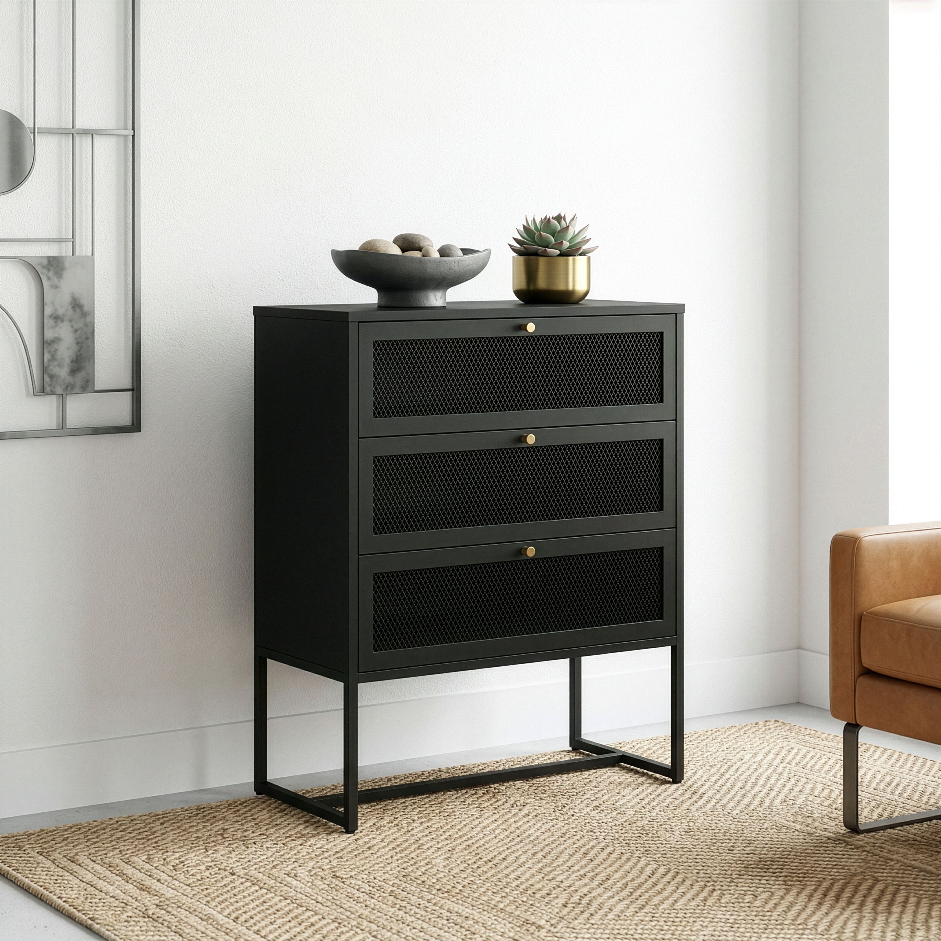 Kommode Metall GILSEY 80 x 105 cm schwarz