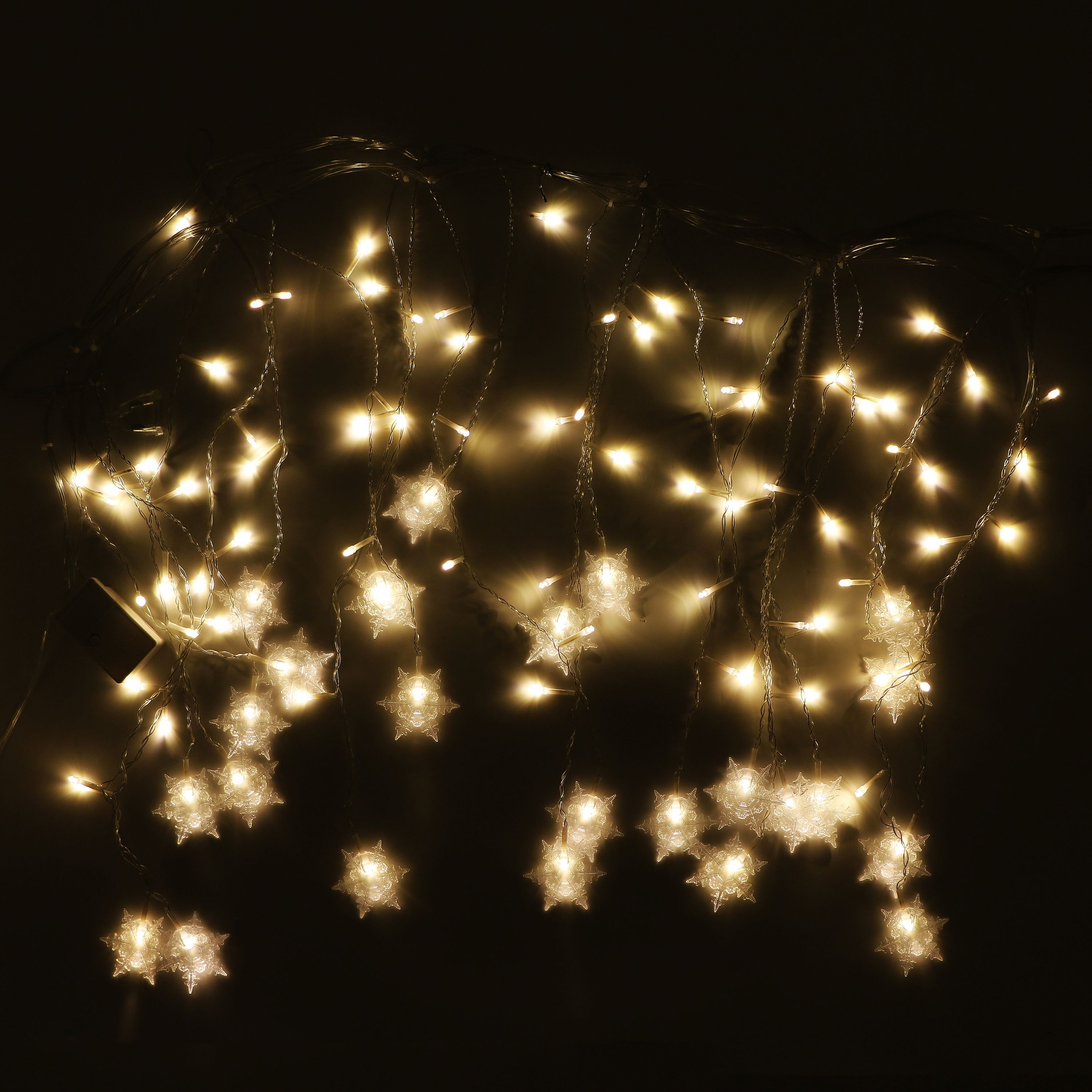 LED Lichtervorhang Schneeflocken 3.5 m warmweiss