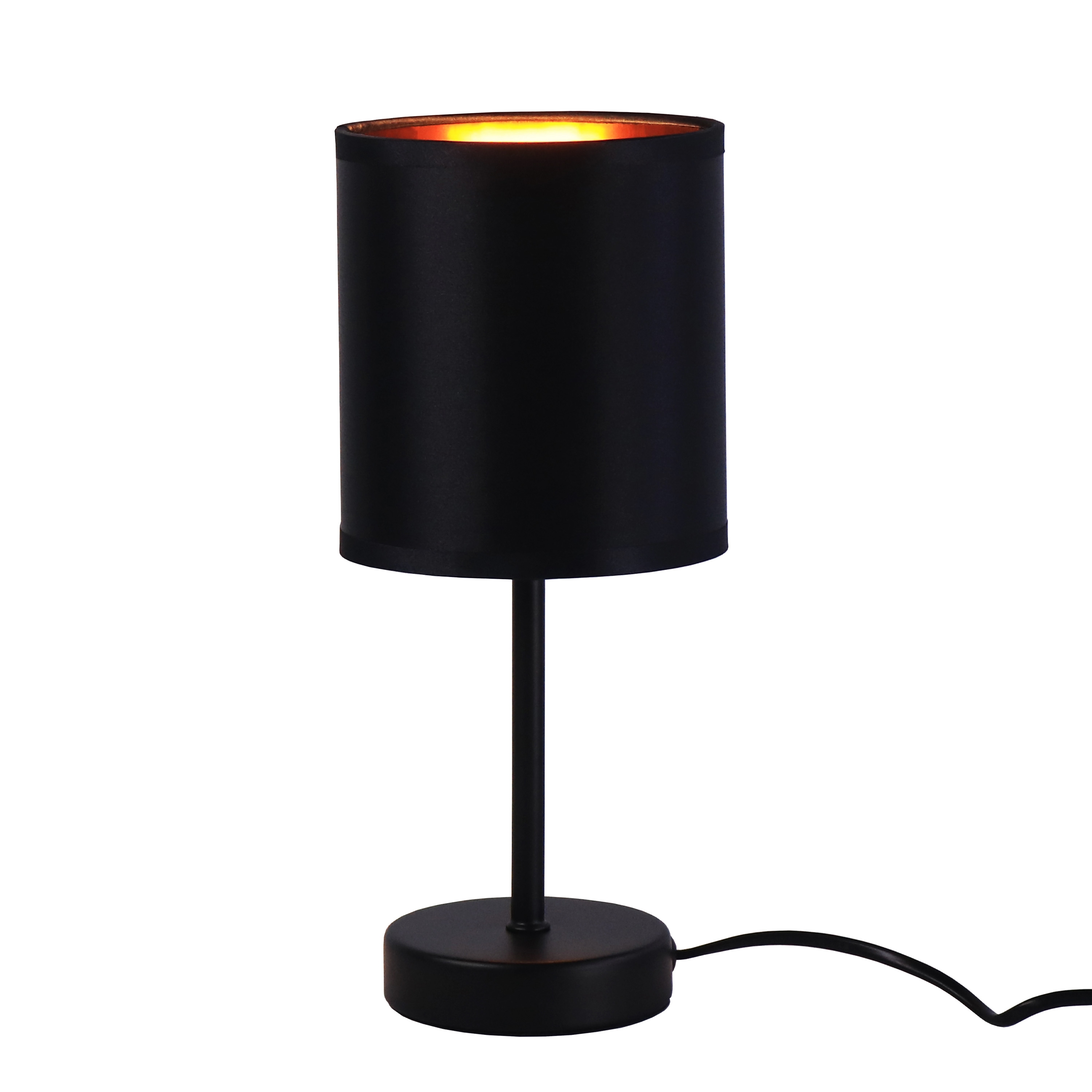 Tischlampe mit Stoffschirm schwarz