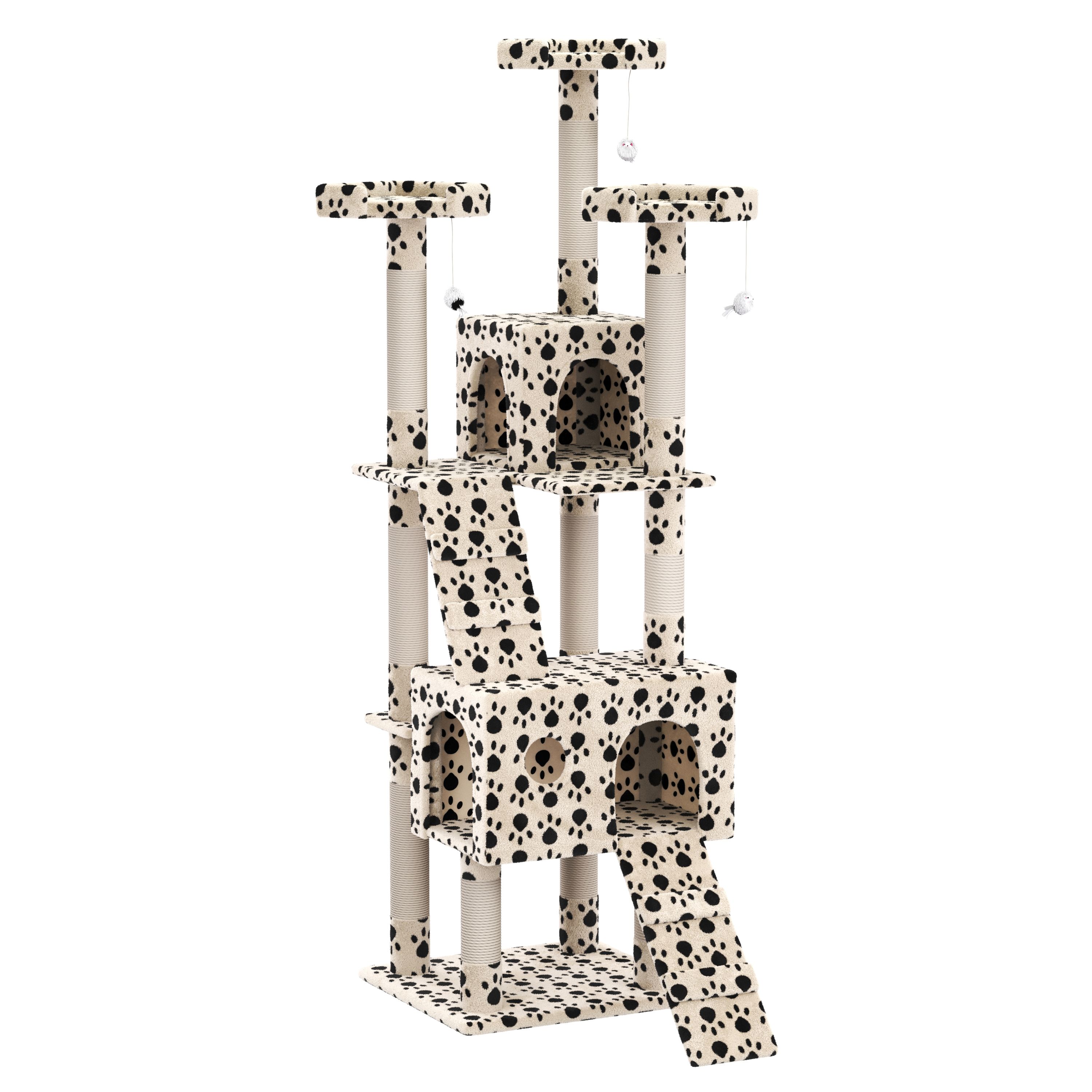 Katzenbaum MAX 182 cm beige mit Pfoten