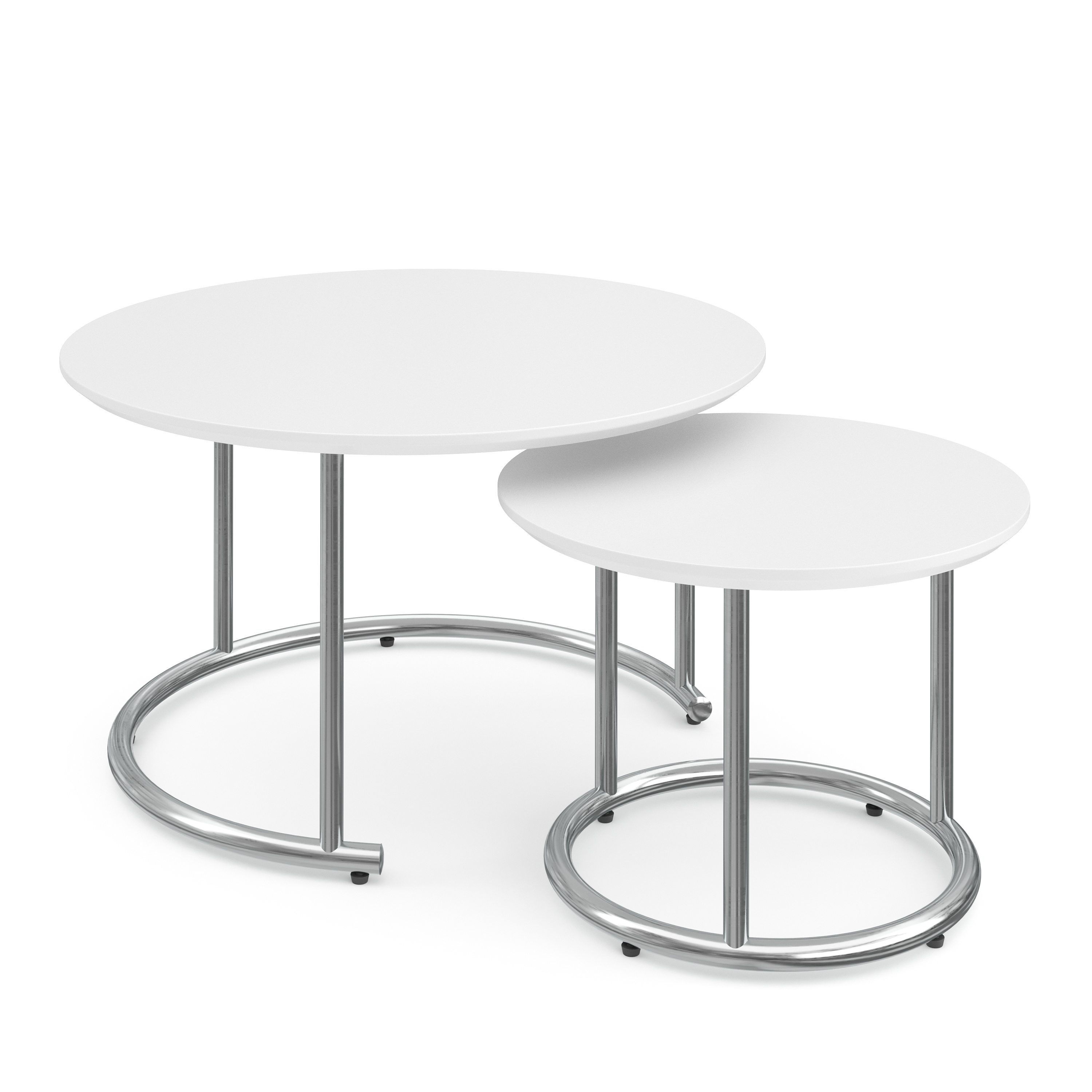 Beistelltisch SUZON rund 2-teilig weiss/silber