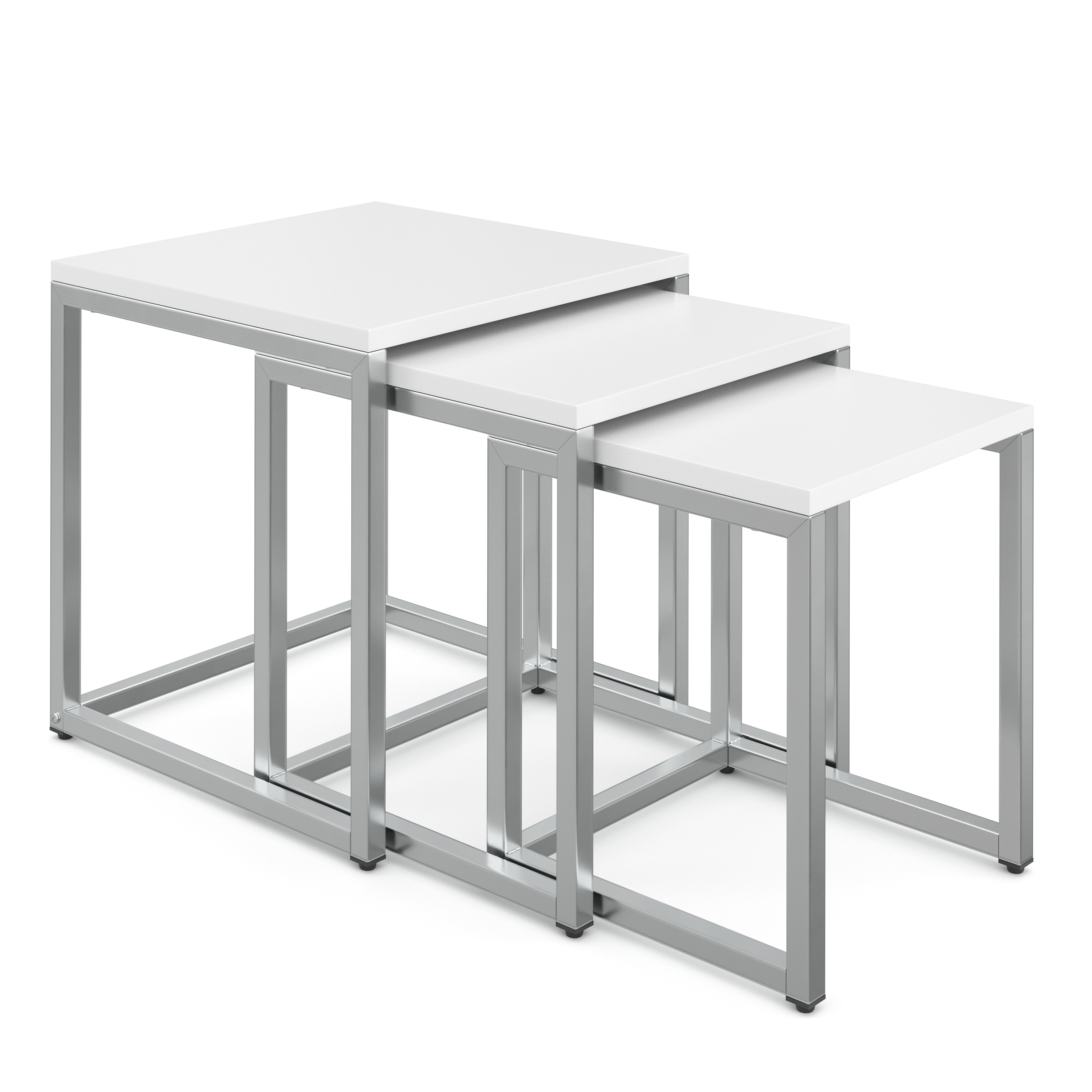 Beistelltisch SAVIN 3-teilig weiss/silber