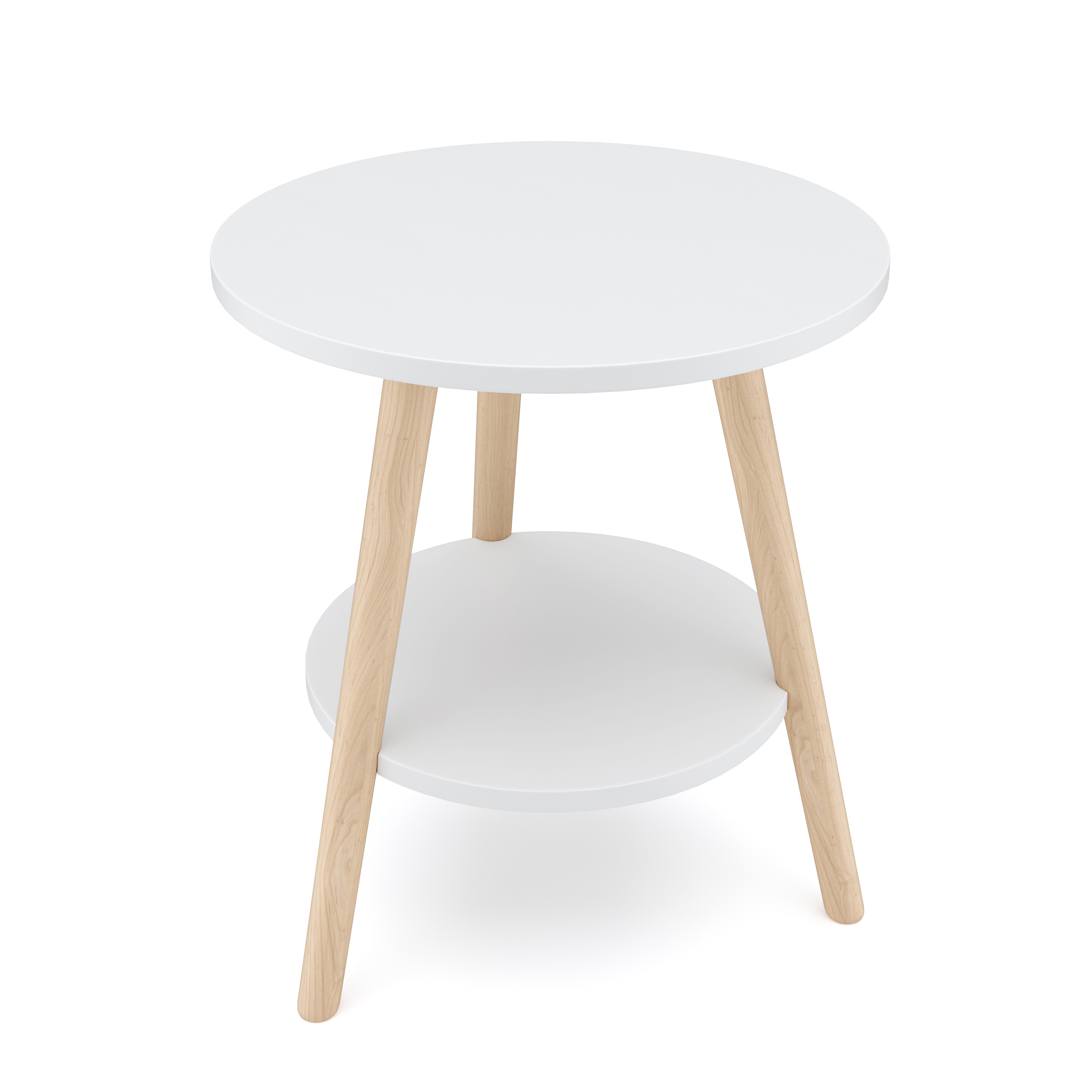 Beistelltisch Holz HERDA rund 40 x 45 cm weiss/natur