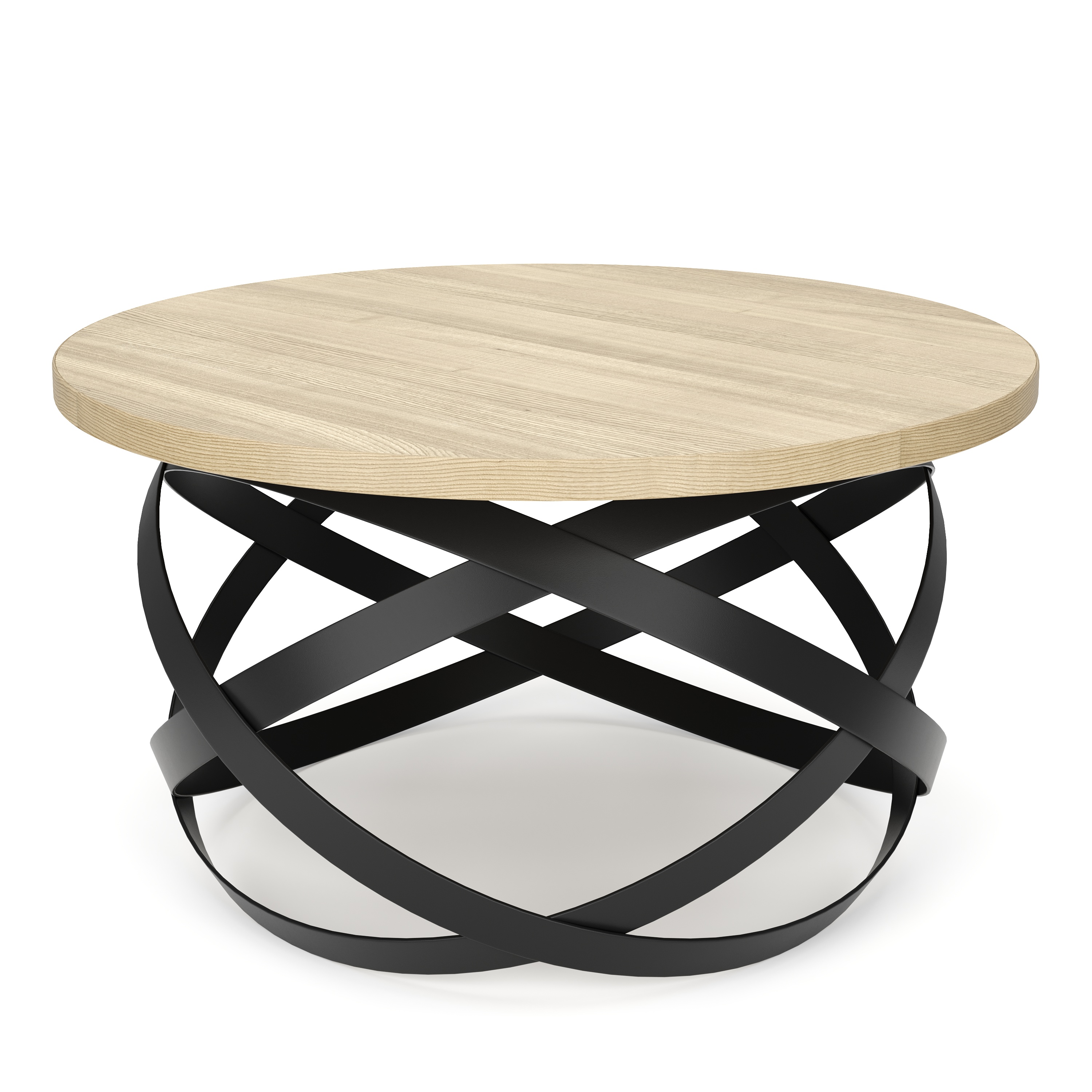 Beistelltisch RATEBEL rund 70 x 40 cm hellbraun/schwarz