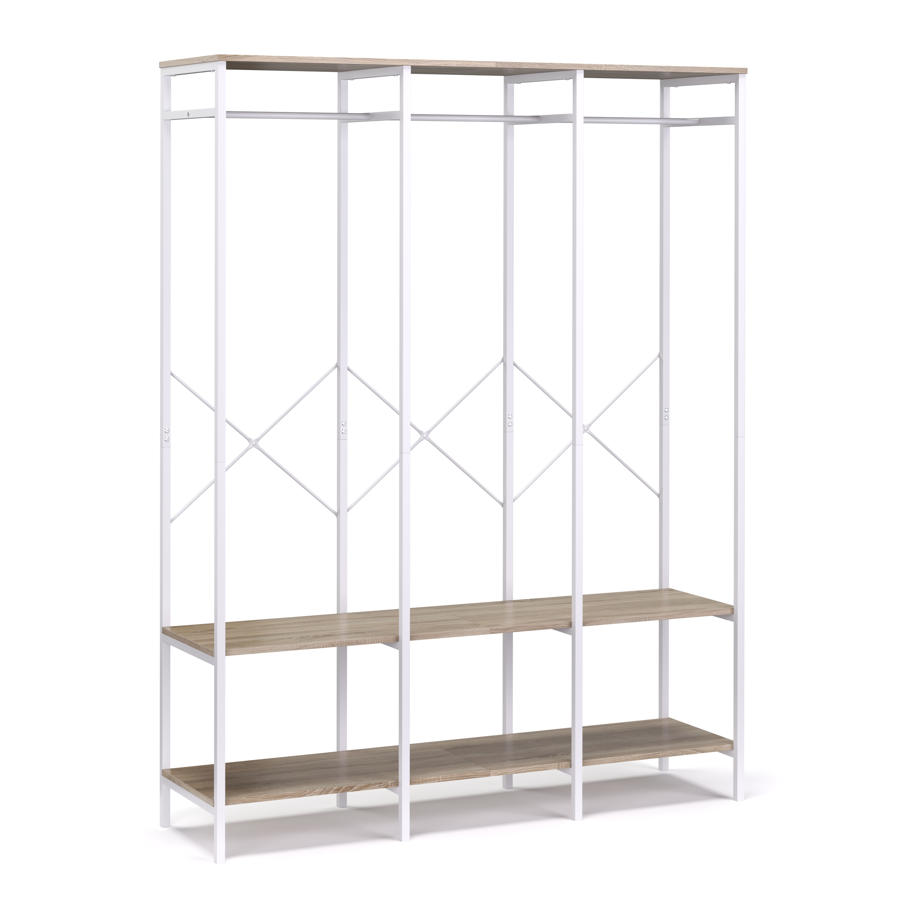 Garderobe Kleiderständer 141 x 180 cm weiss/braun