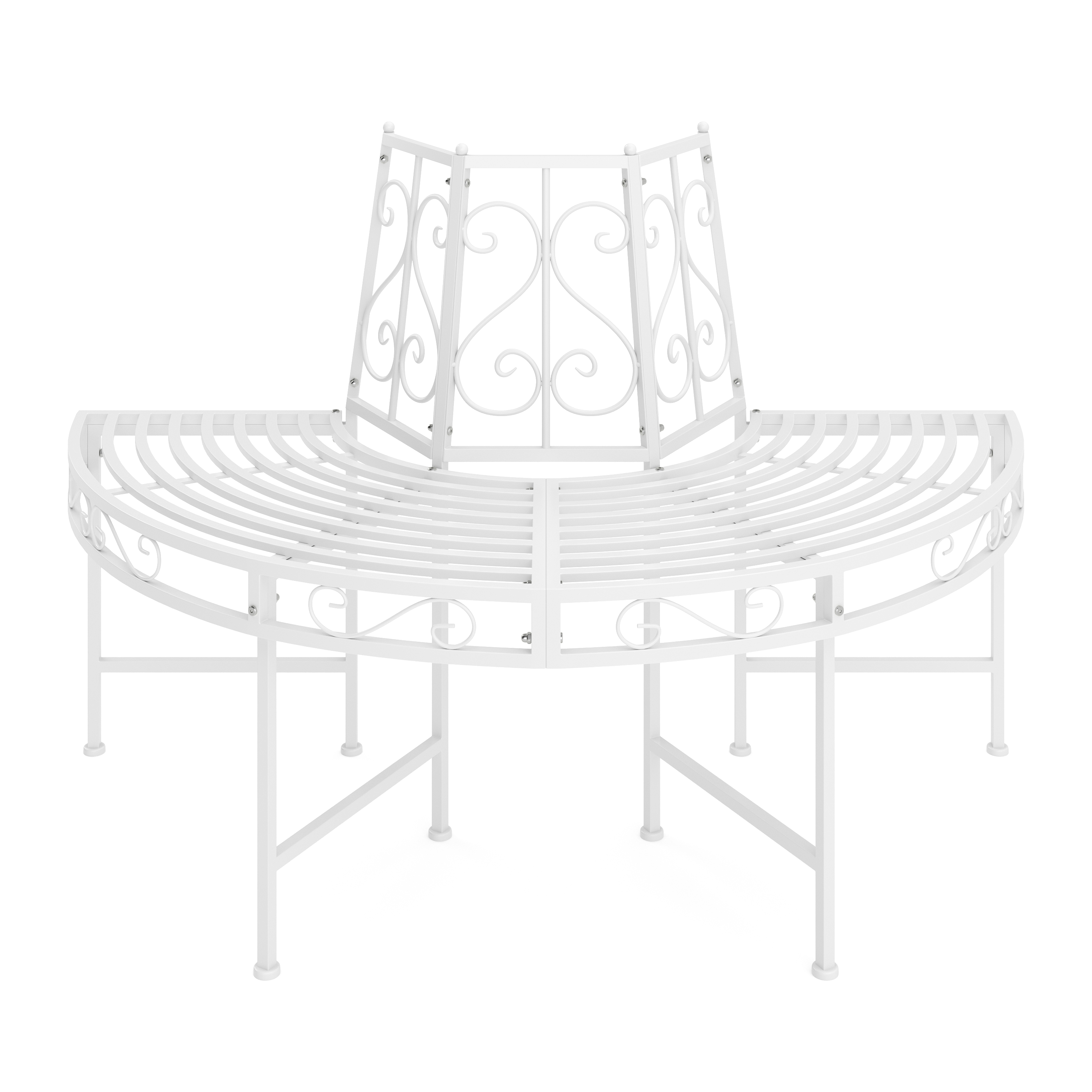 Gartenbank halbrund mit Rückenlehne LISE 124 cm weiss