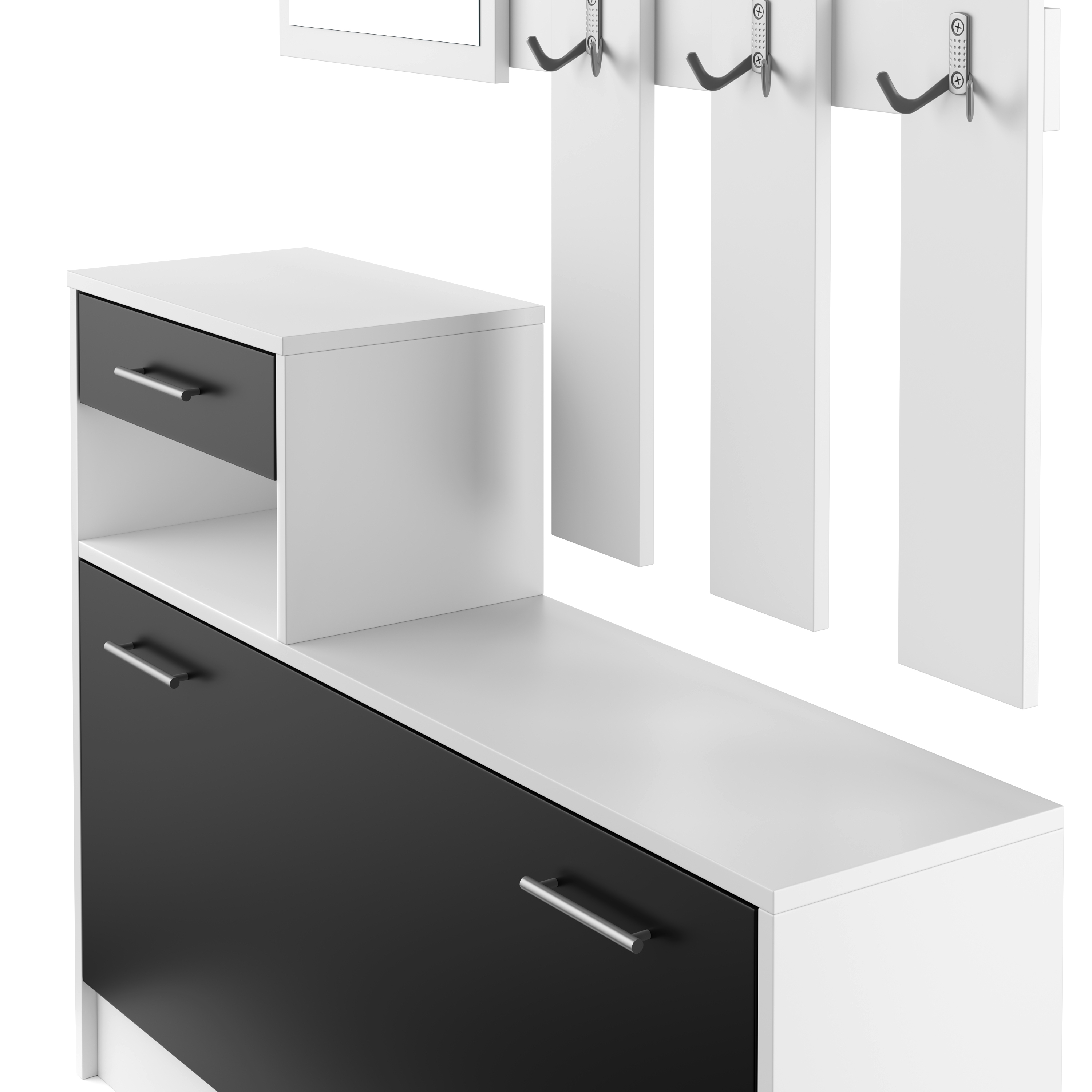 Garderobe Set EVEREST 2-teilig weiss/schwarz