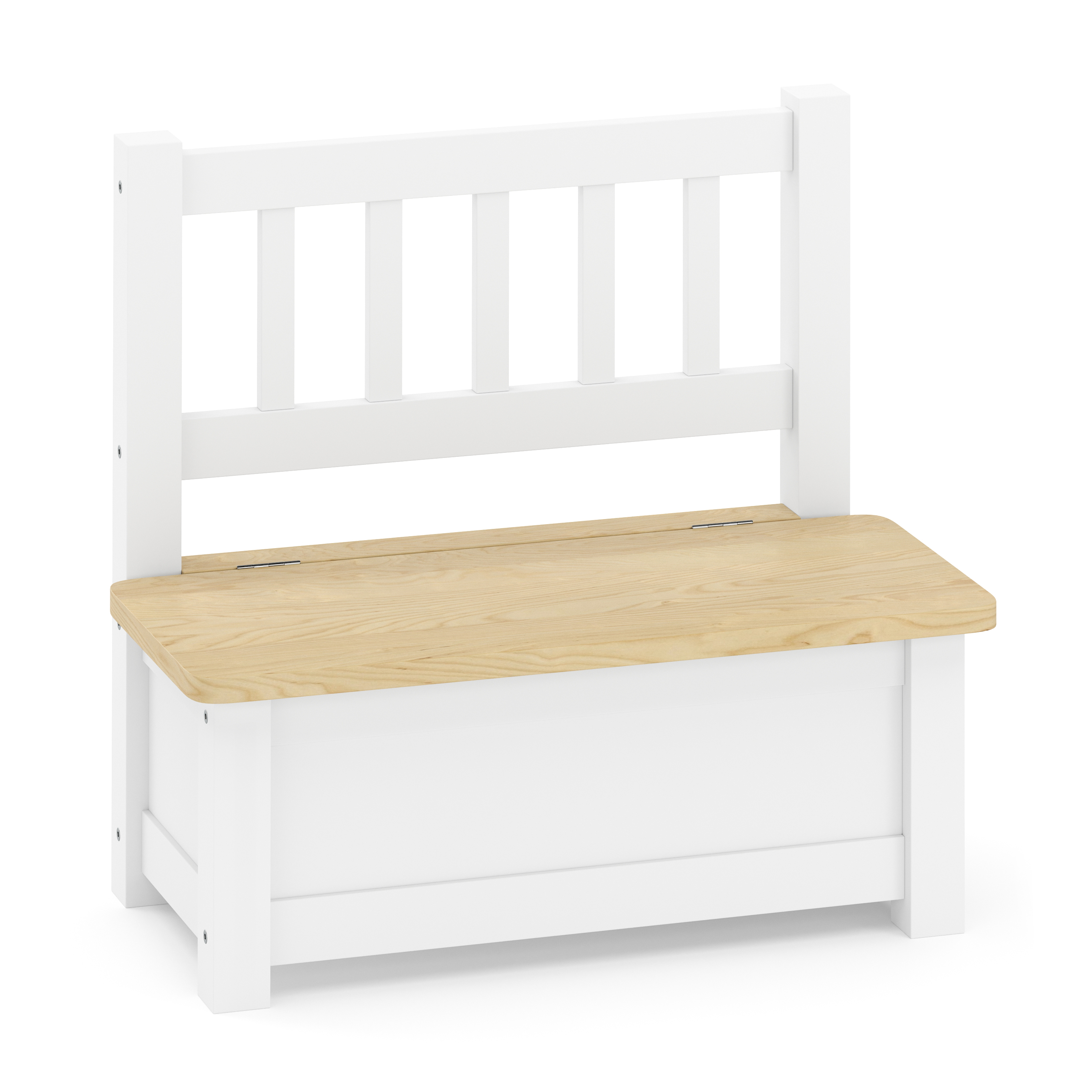 Kindersitzbank mit Stauraum Holz weiss/natur