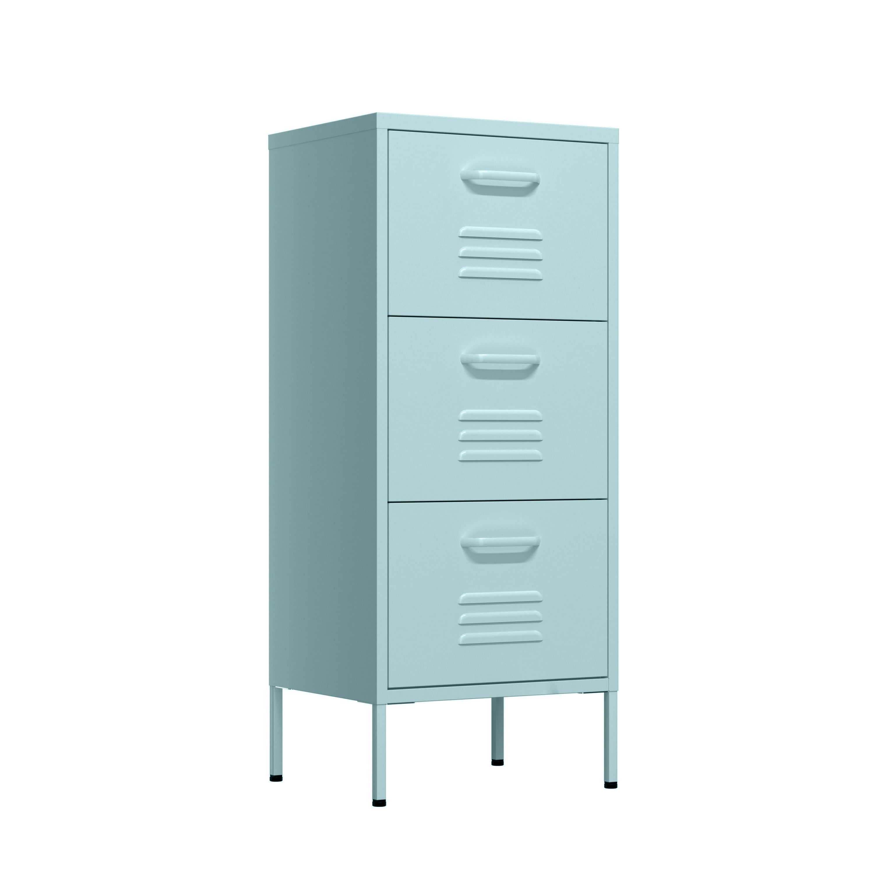 Kommode Metall KLAUS 3 Schubladen 42 x 101 cm mint