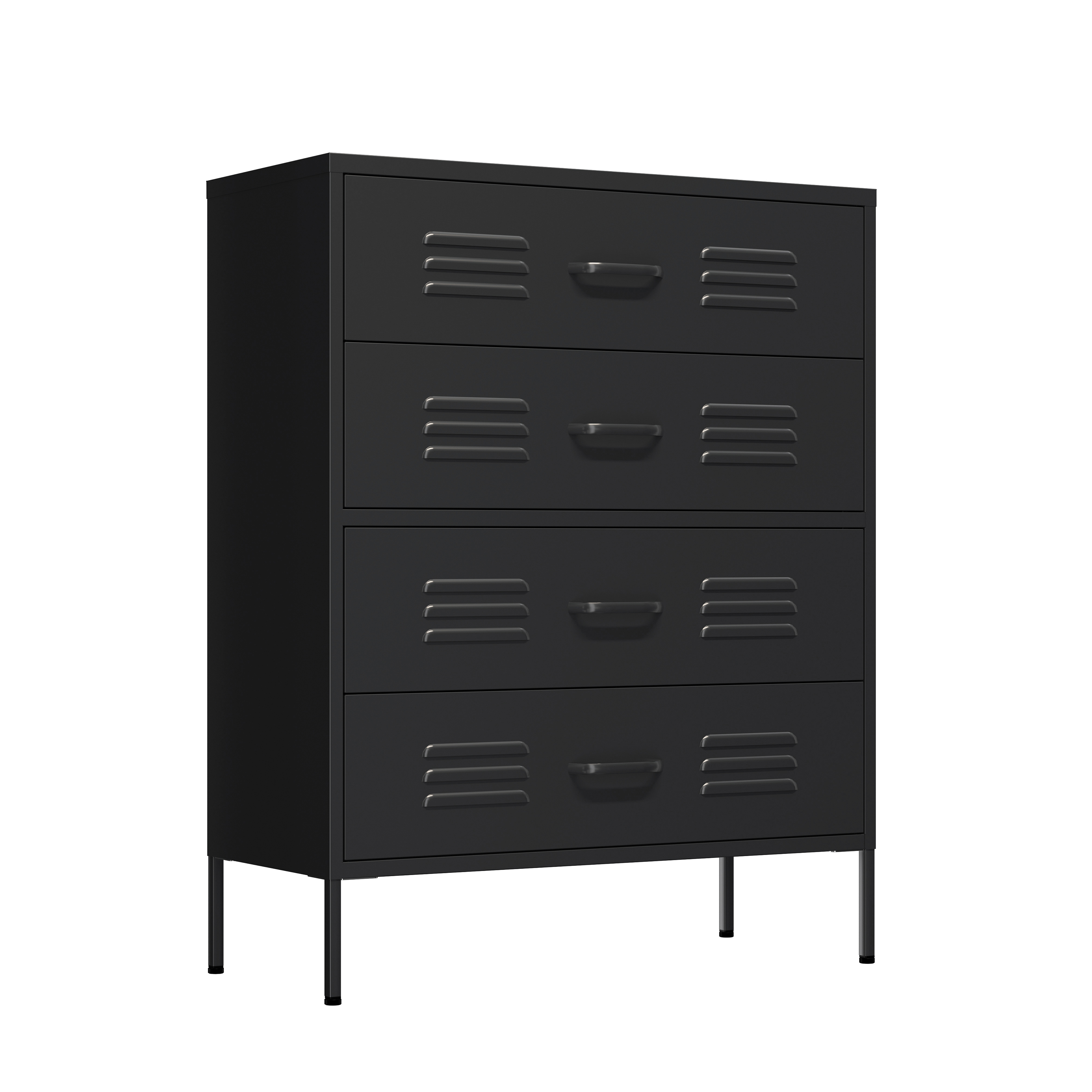 Kommode Metall KLAUS 4 Schubladen 80 x 101 cm schwarz