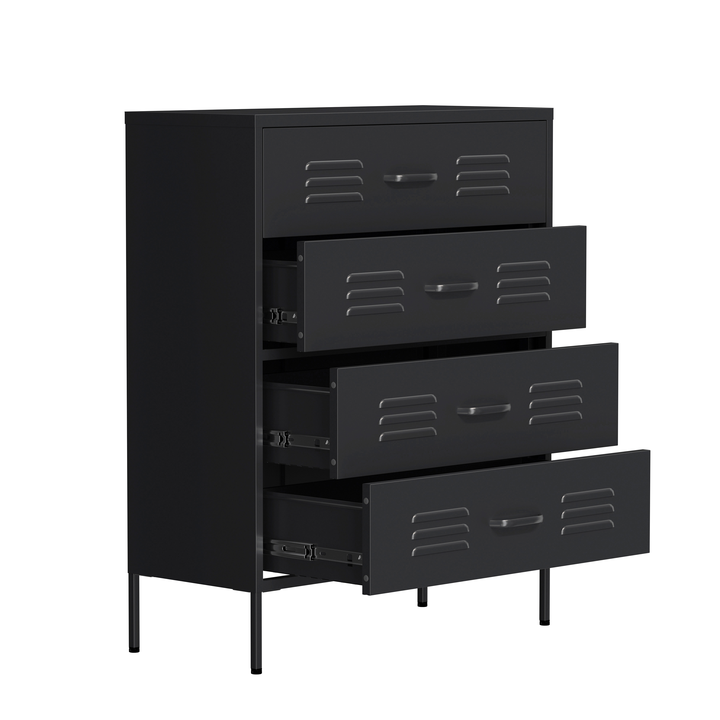 Kommode Metall KLAUS 4 Schubladen 80 x 101 cm schwarz