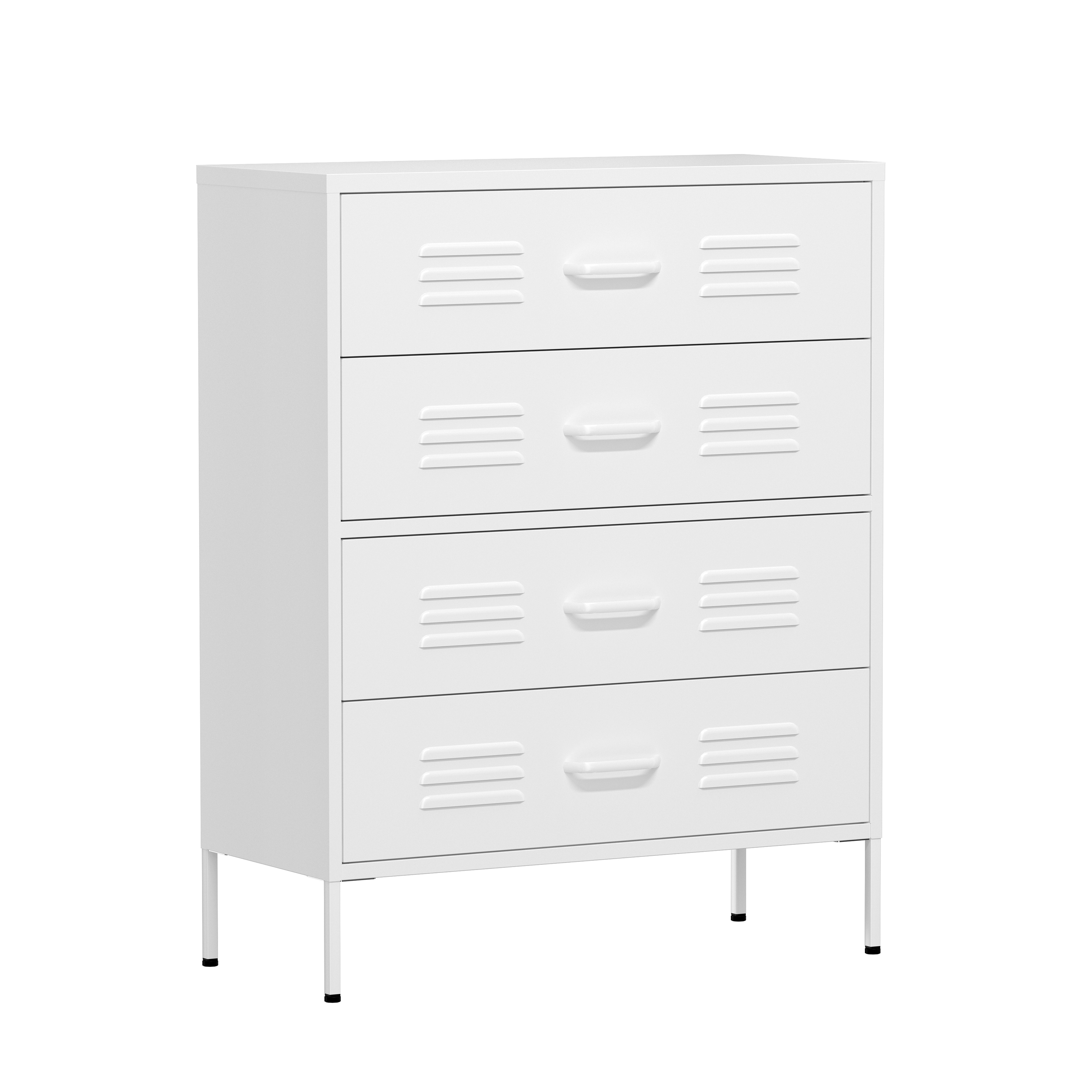 Kommode Metall KLAUS 4 Schubladen 80 x 101 cm weiss