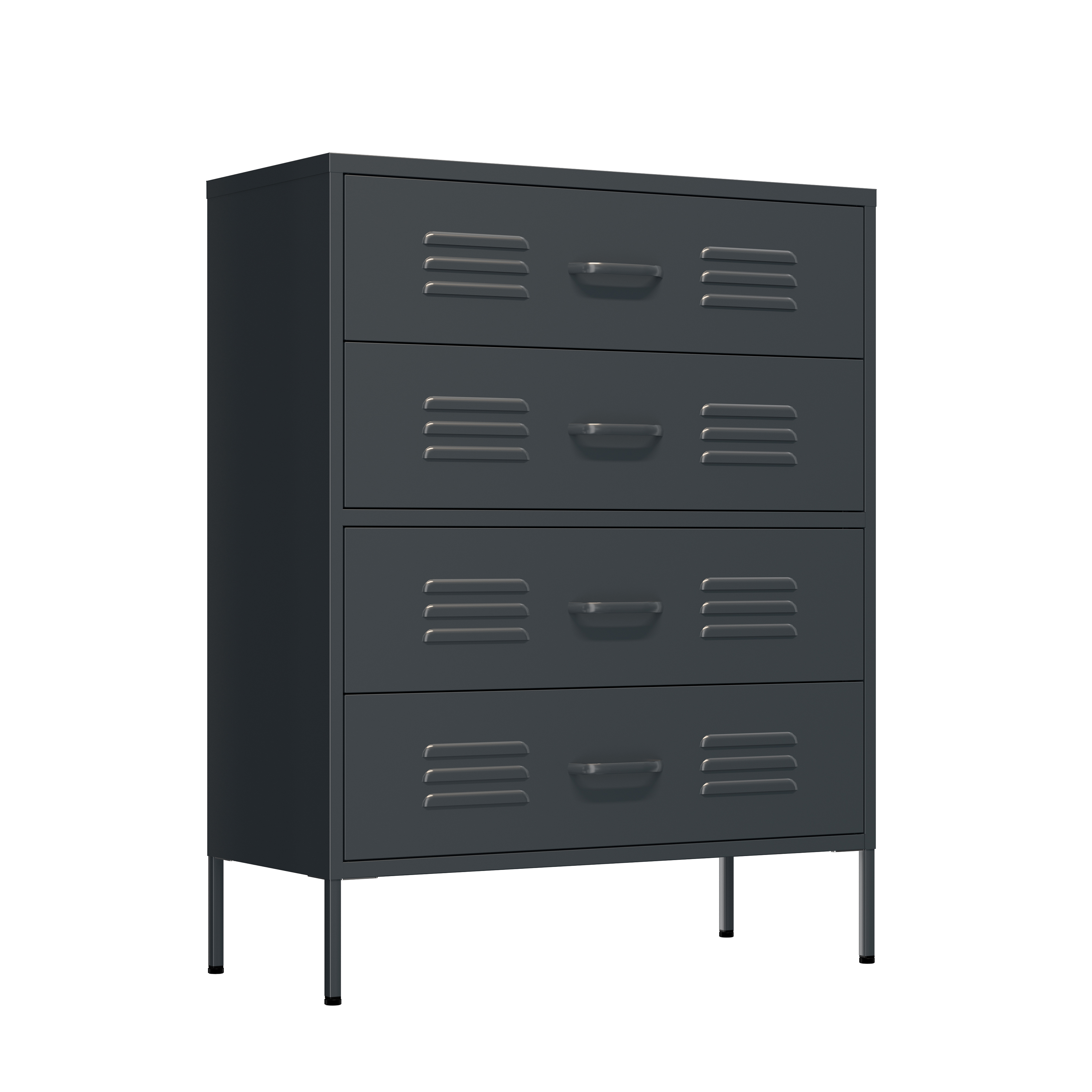 Kommode Metall KLAUS 4 Schubladen 80 x 101 cm anthrazit