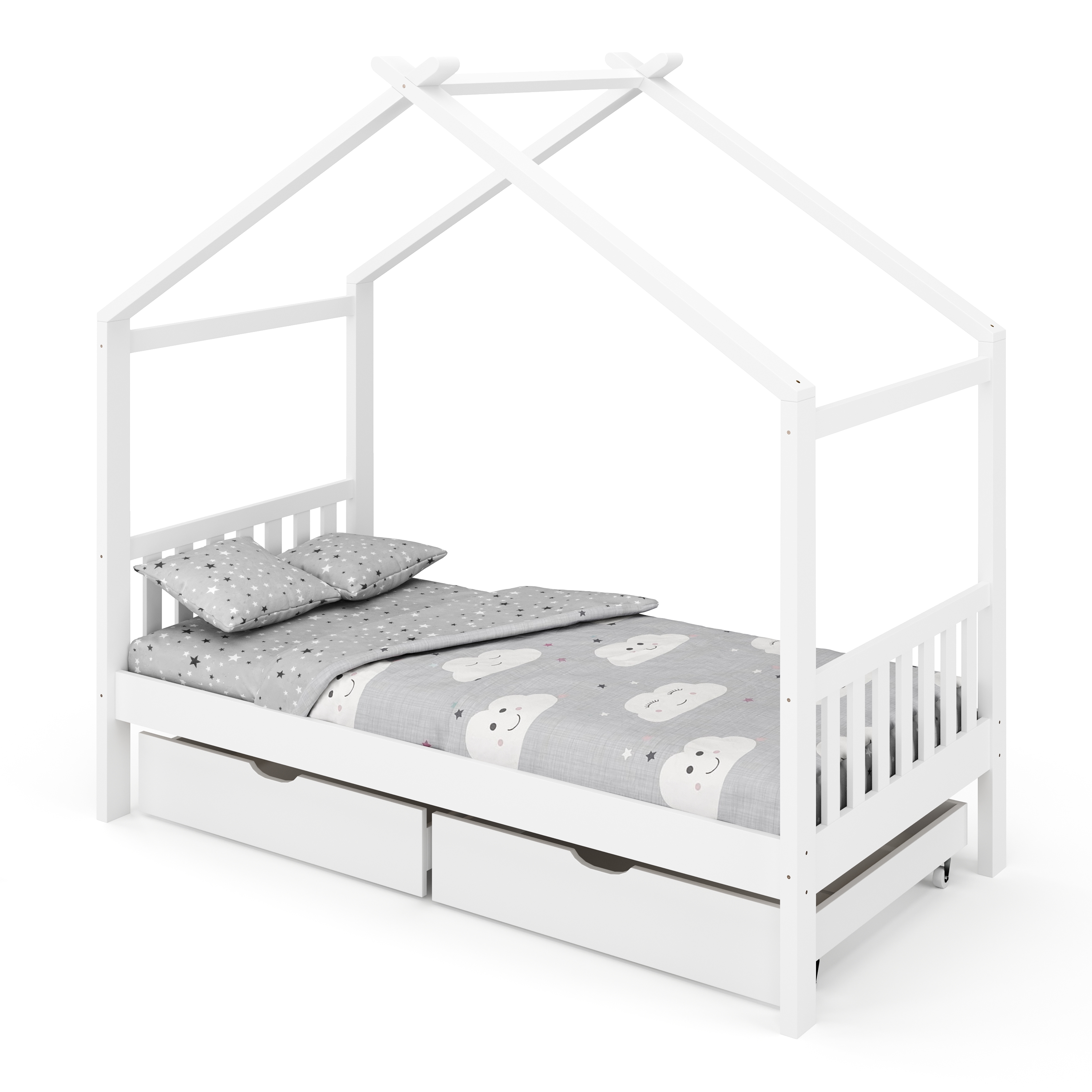 Kinderbett BEMBY mit 2 Schubladen 80 x 160 cm weiss