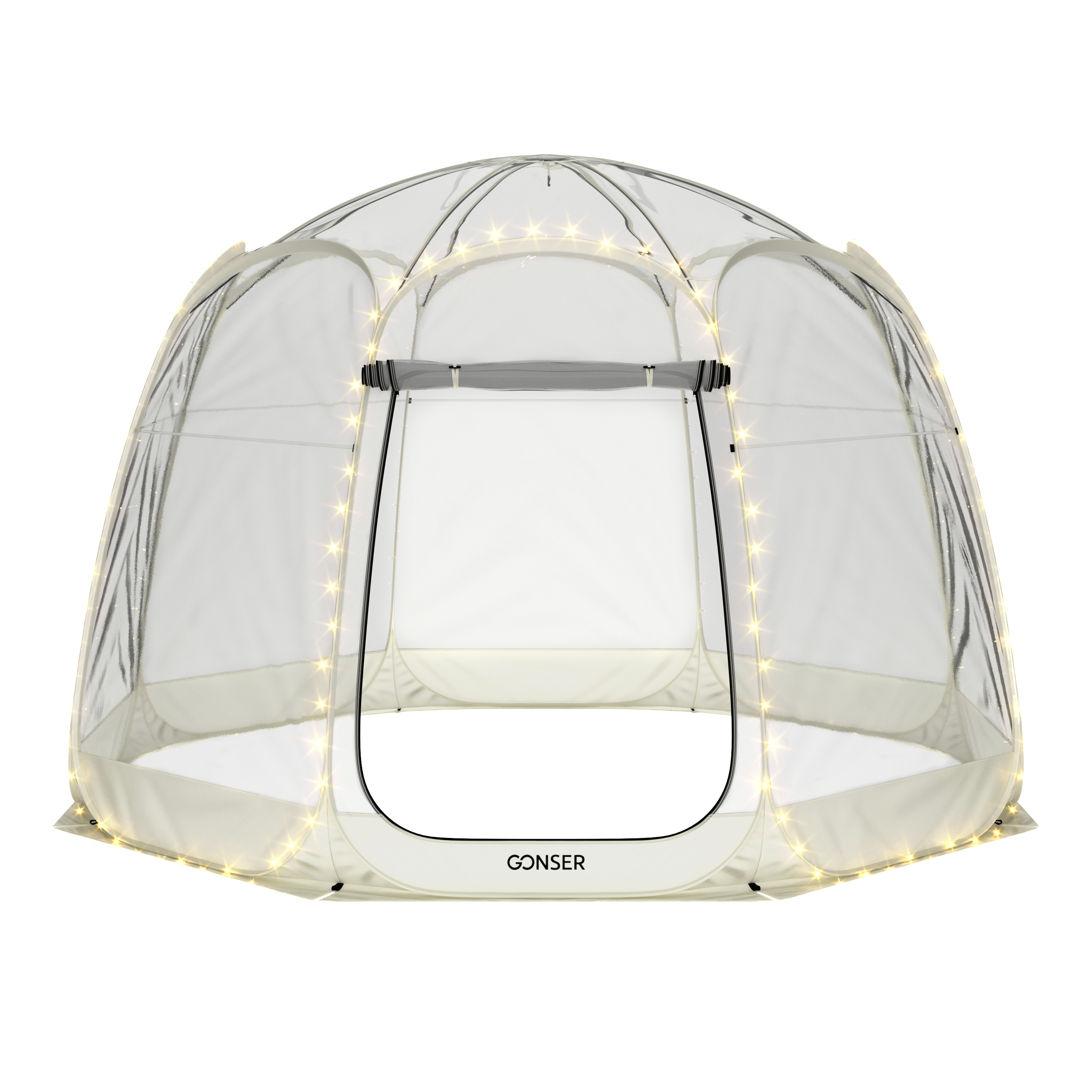 Pop-Up Bubble Zelt LED 8-10 Personen 380 cm transparent/weiss