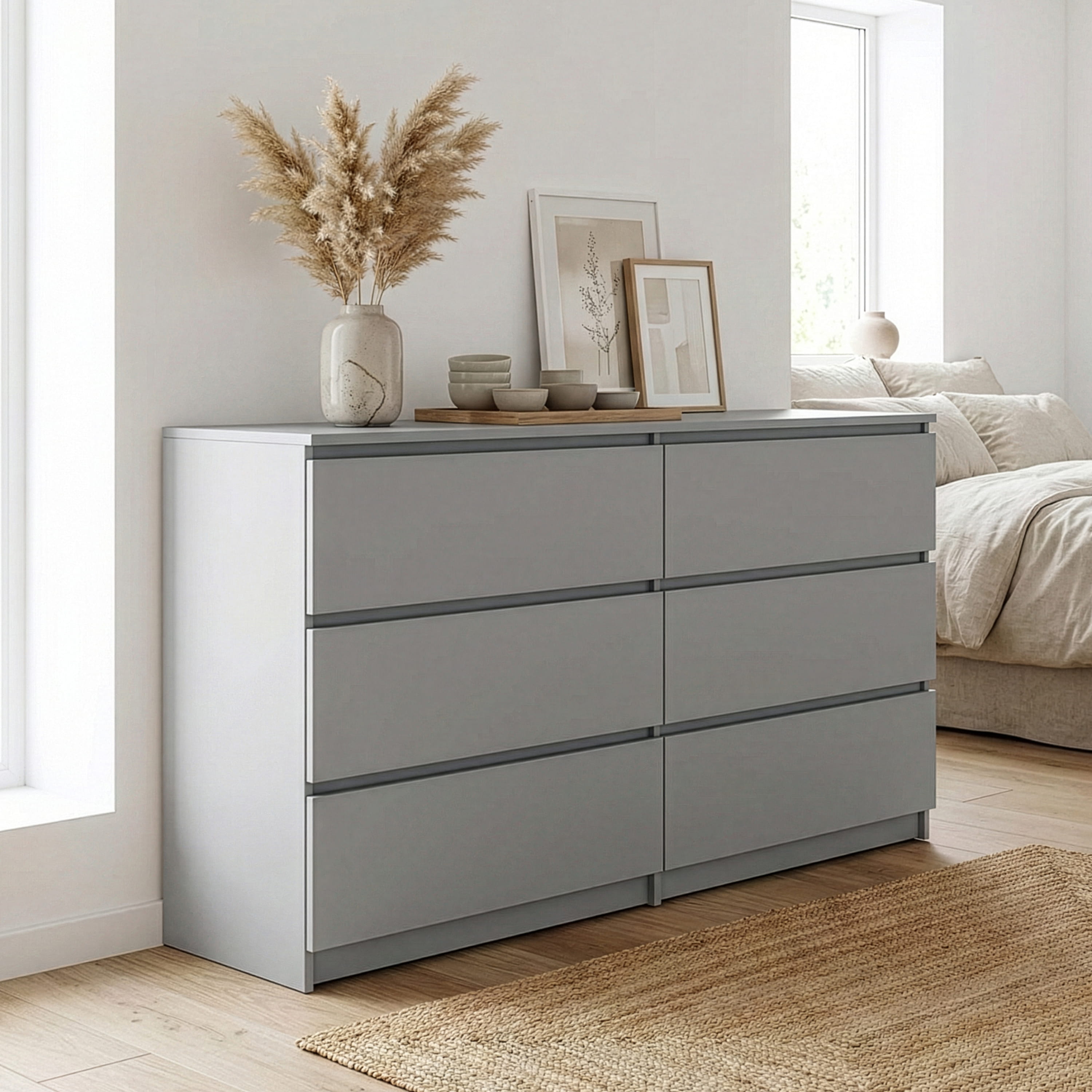 Kommode TALA 6 Schubladen 138 x 77 cm grau