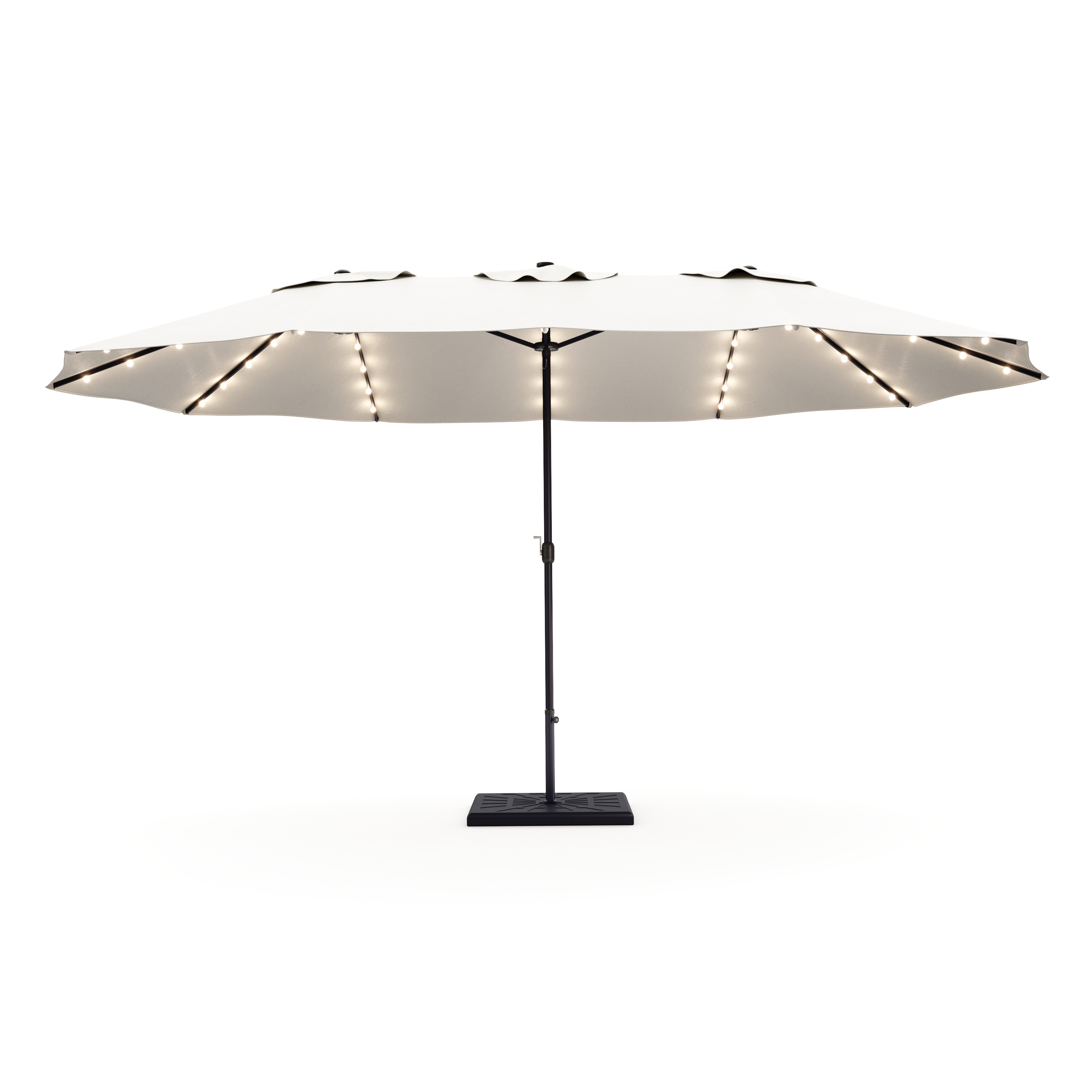 Doppel-Sonnenschirm OZE mit LED 460 x 270 cm weiss