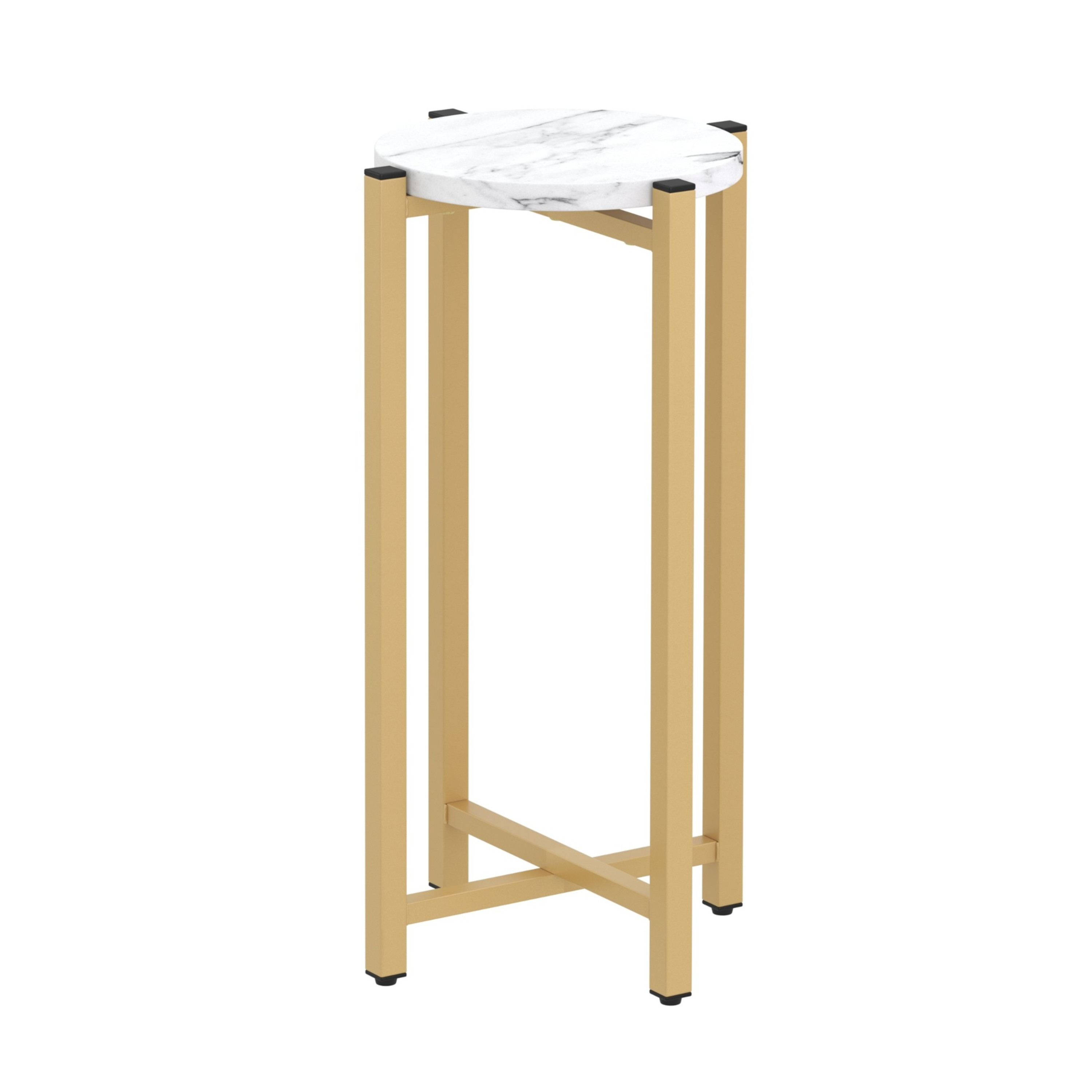 Beistelltisch PANO rund 22 x 22 x 57 cm weiss/gold